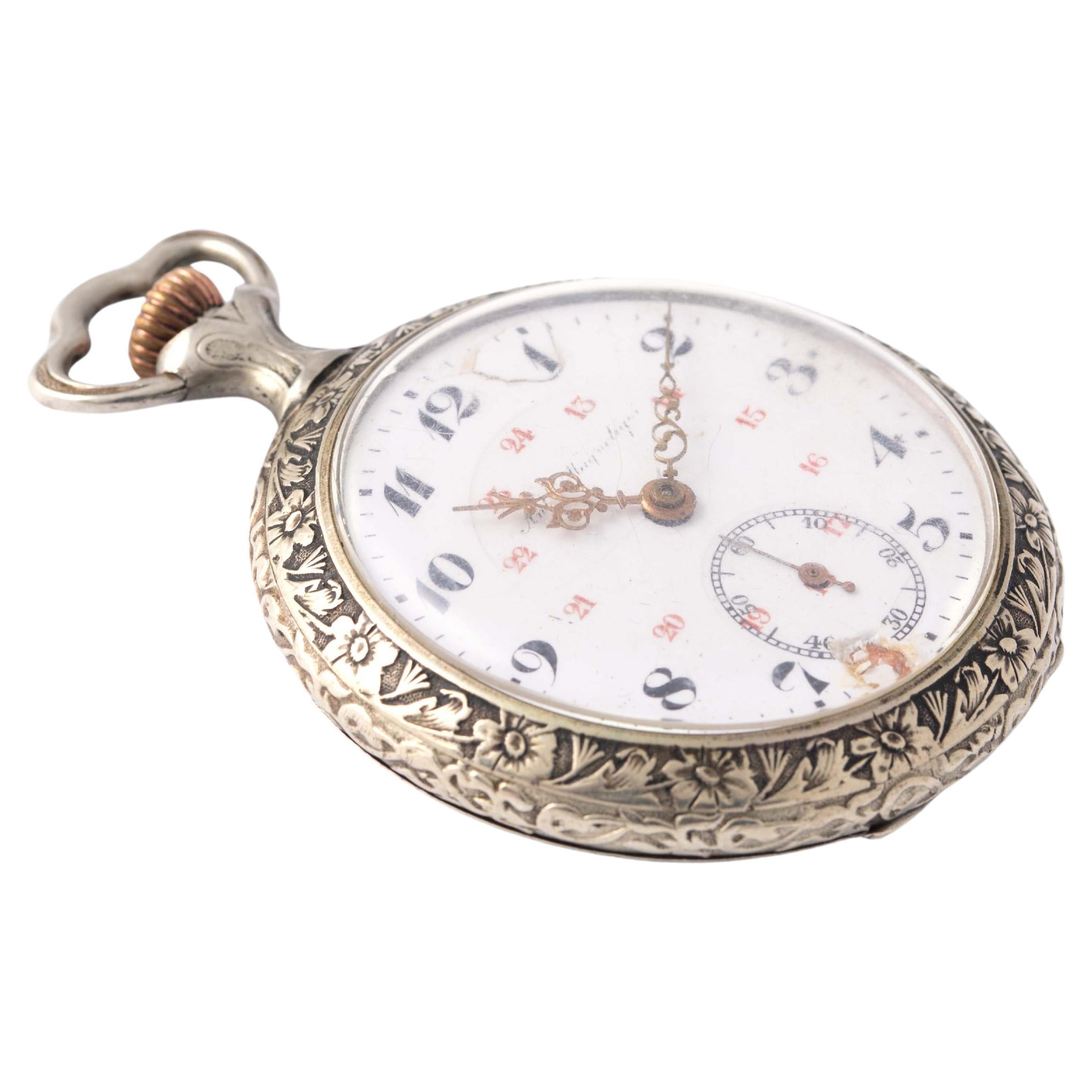 Antique Silver Pocket Watch For Sale