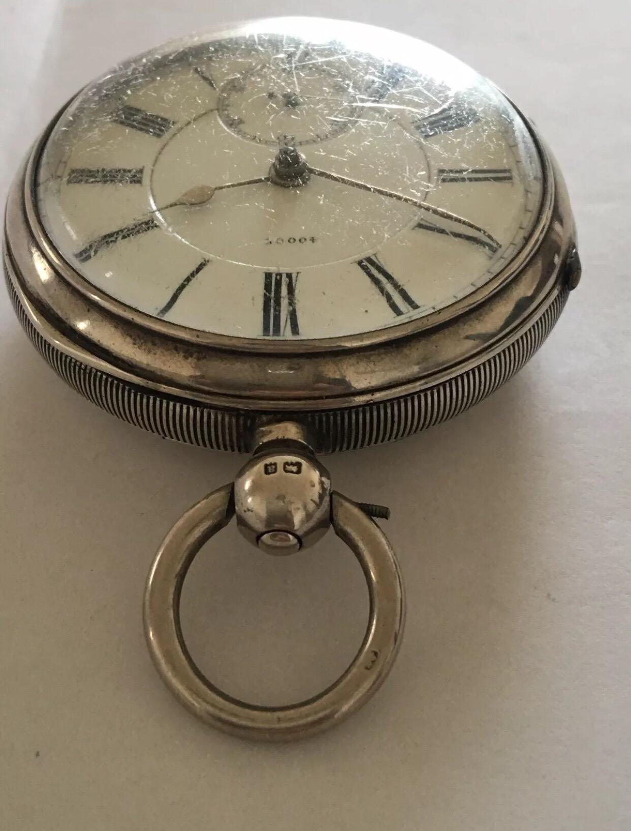 Antique Silver Pocket Watch Signed A. Leven, Manchester 40008 For Sale 2
