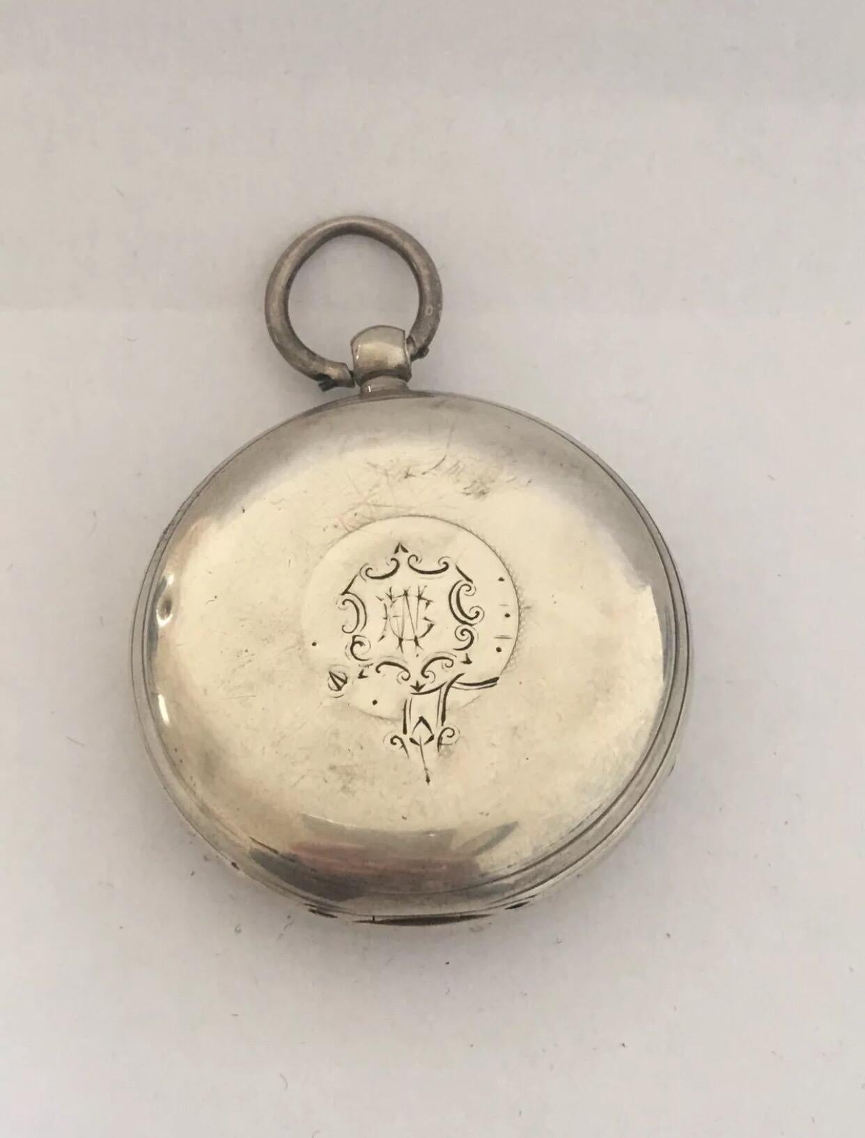 Antique Silver Pocket Watch Signed L Lieger Glasgow In Fair Condition For Sale In Carlisle, GB