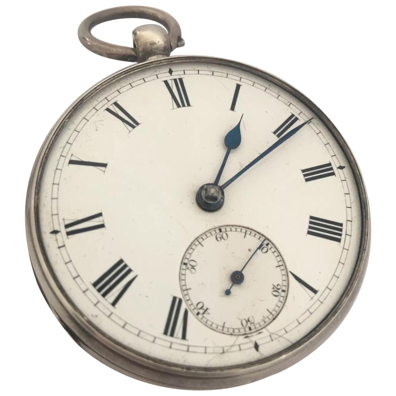 Antique Silver Pocket Watch Signed L Lieger Glasgow For Sale