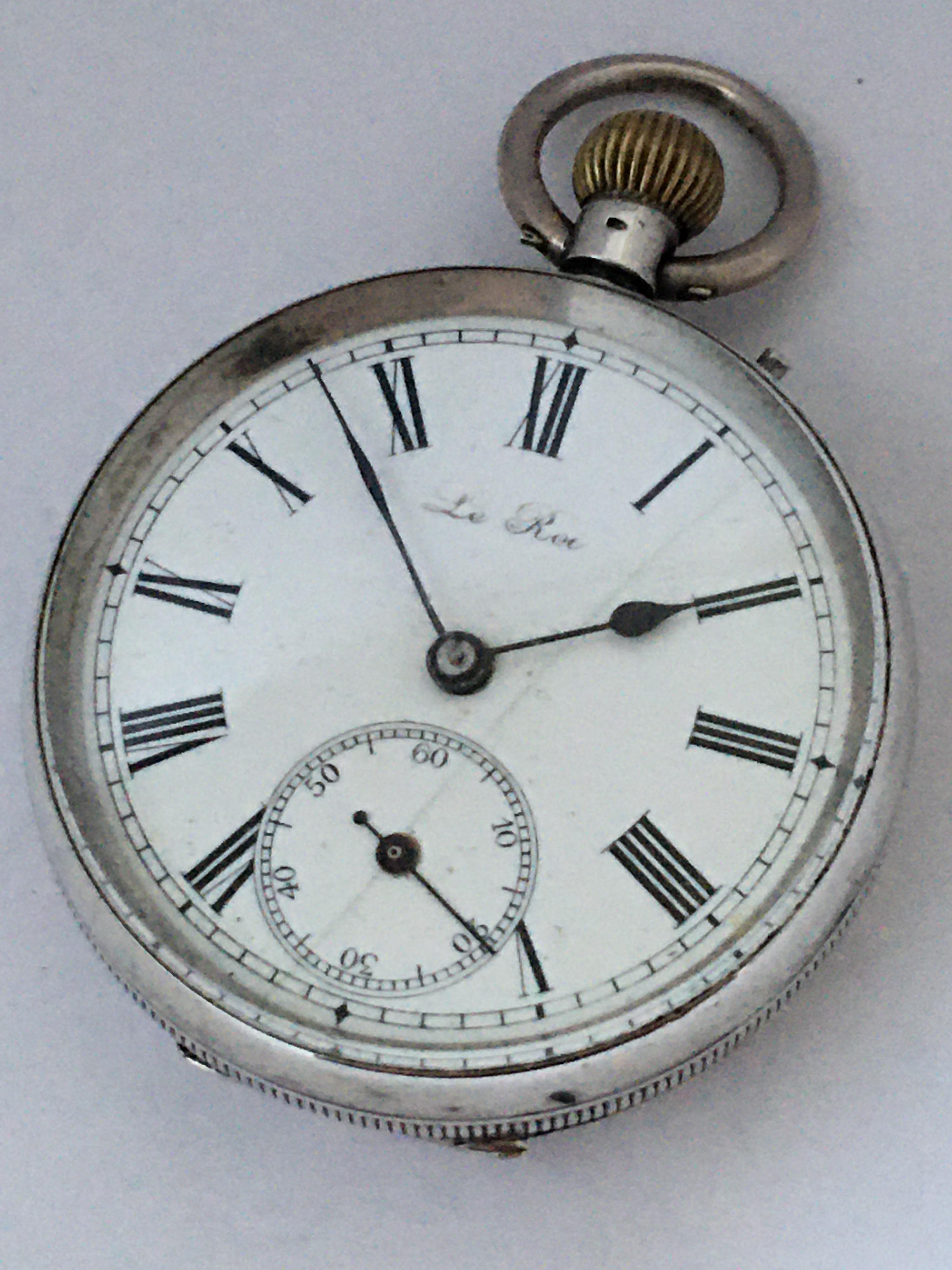 Antique Silver Pocket Watch Signed Le Roi For Sale 5