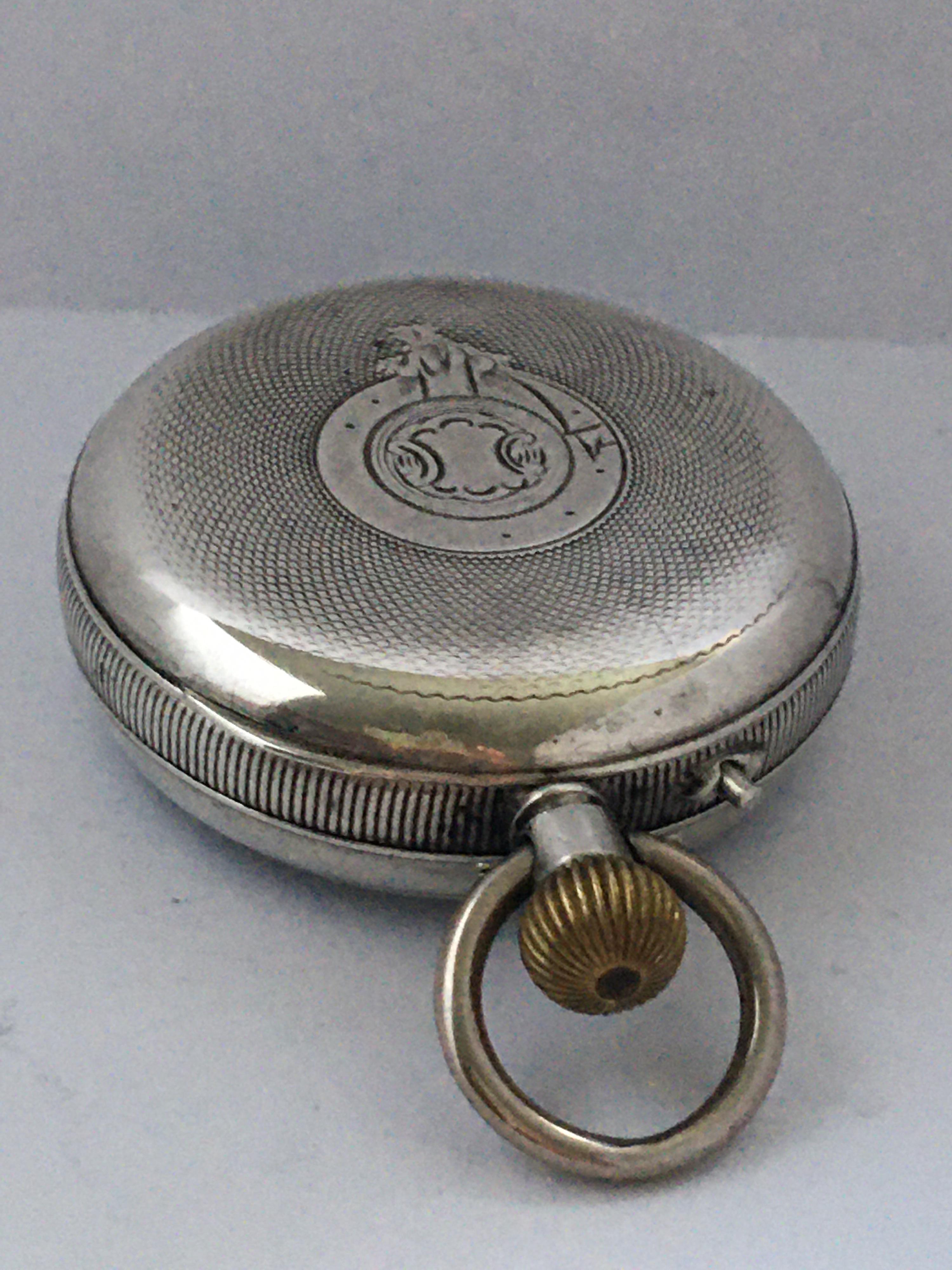 Antique Silver Pocket Watch Signed Le Roi For Sale 7