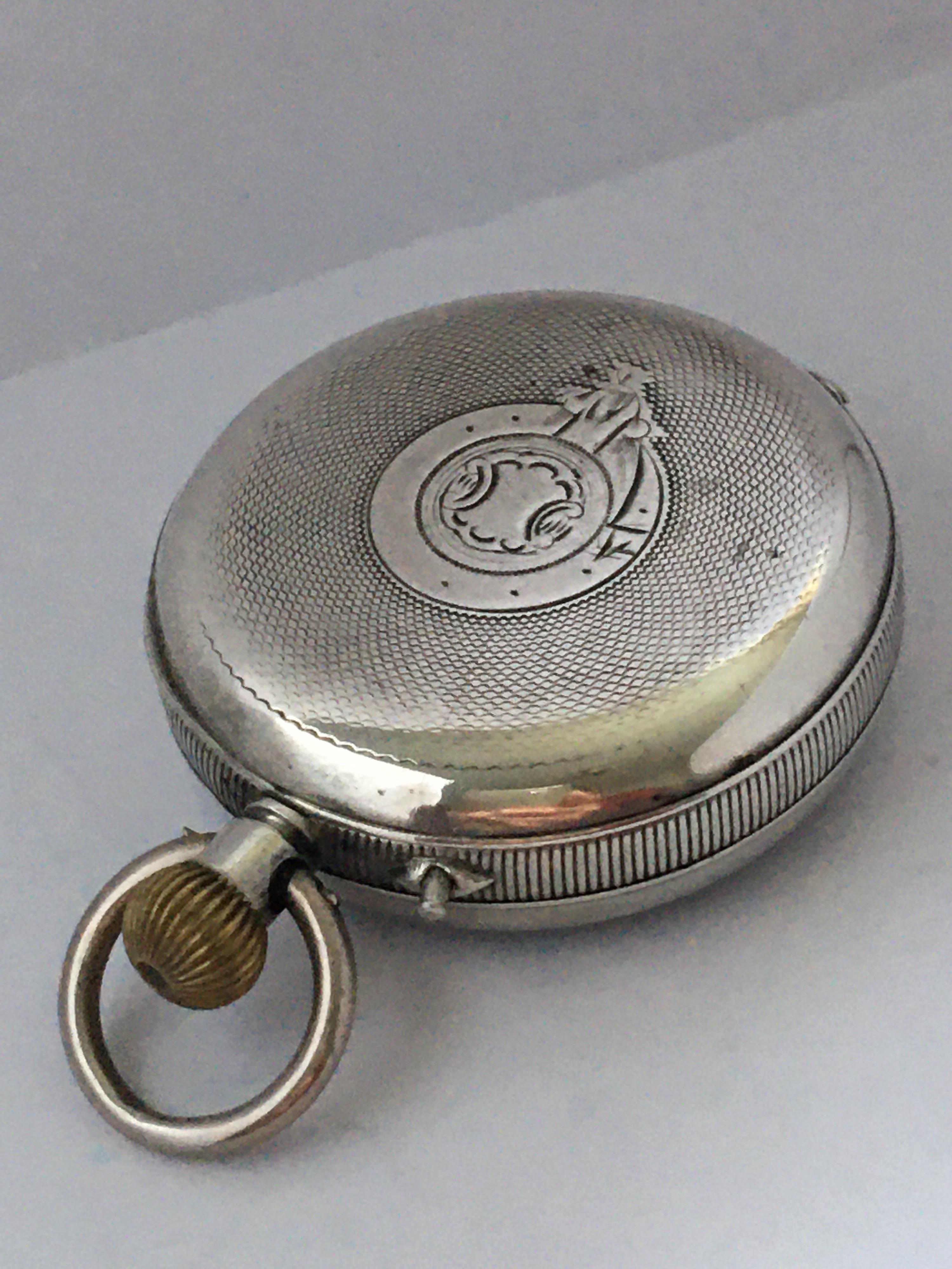 Antique Silver Pocket Watch Signed Le Roi For Sale 8