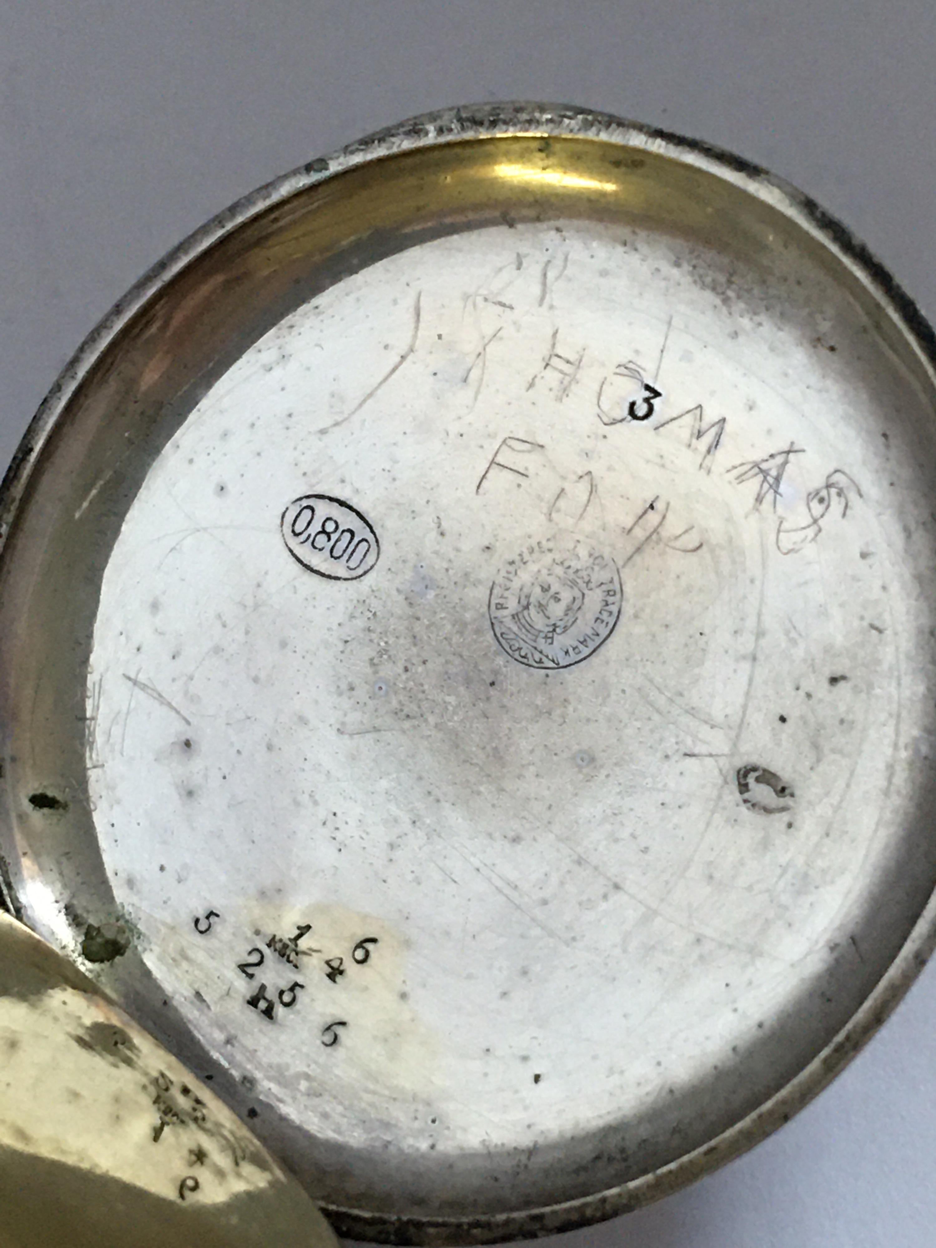 Antique Silver Pocket Watch Signed Le Roi In Fair Condition For Sale In Carlisle, GB