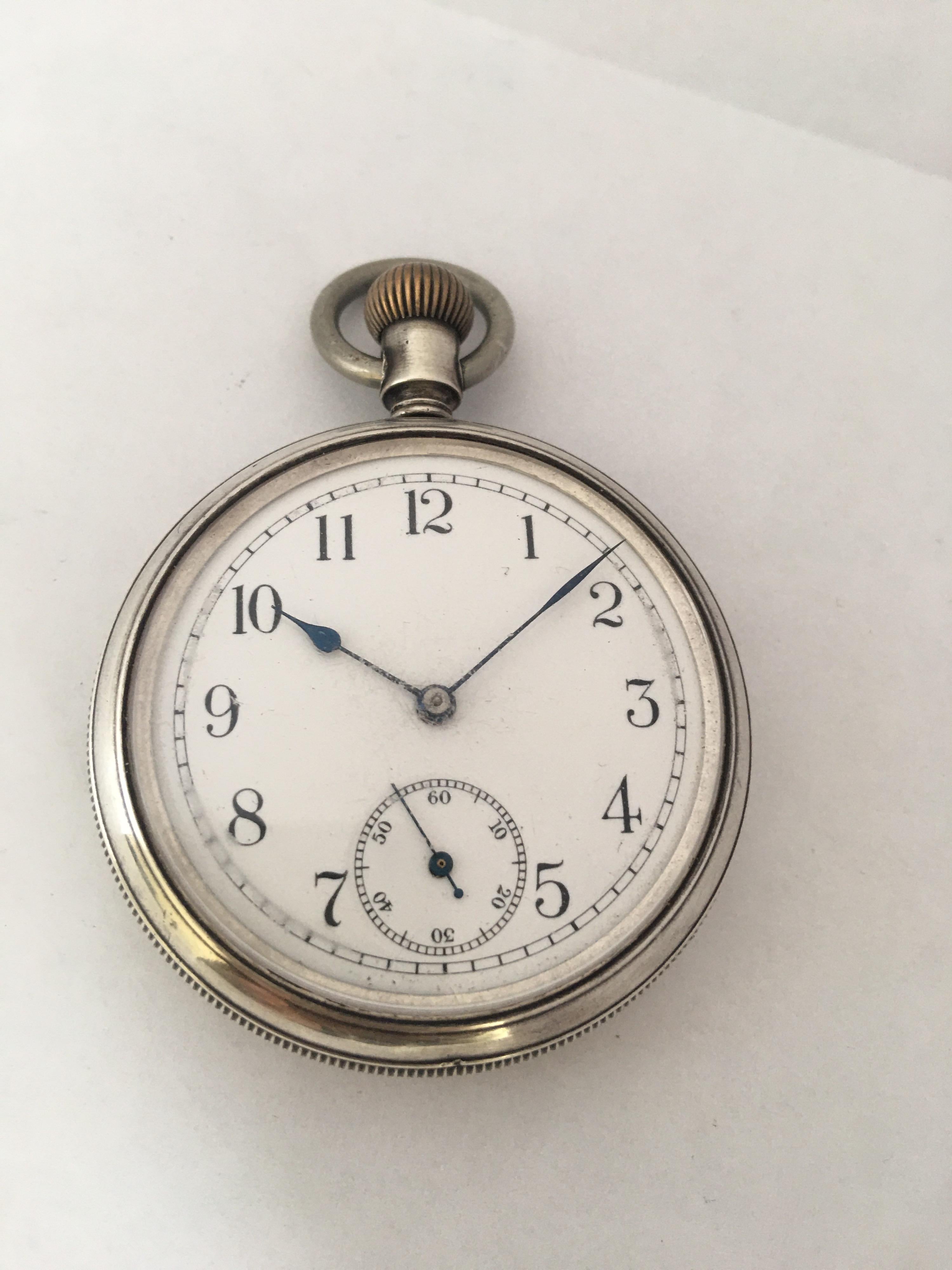 Antique Silver Pocket watch Signed The Waterbury Watch Co. For Sale 3
