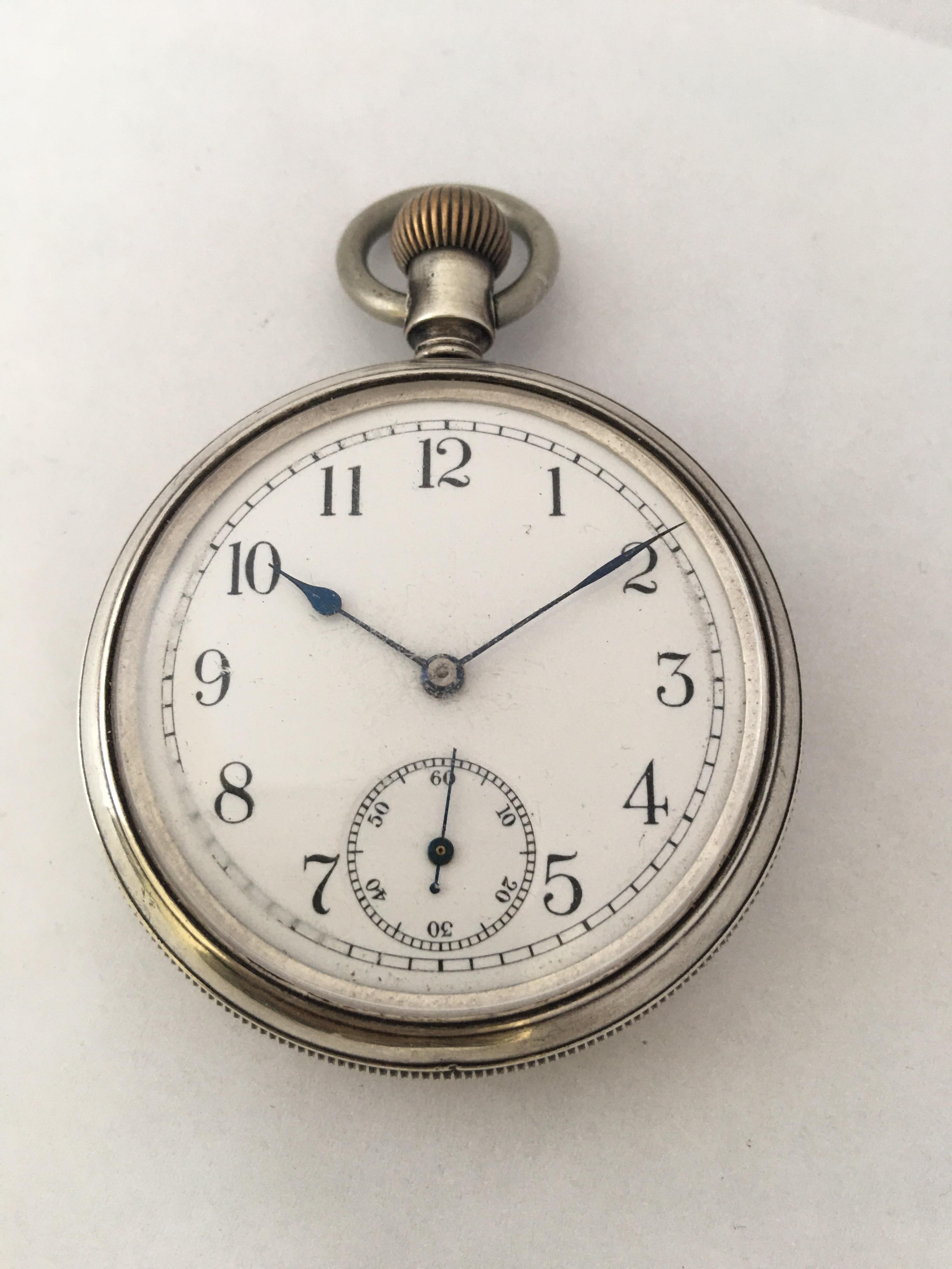 Antique Silver Pocket watch Signed The Waterbury Watch Co. For Sale 5