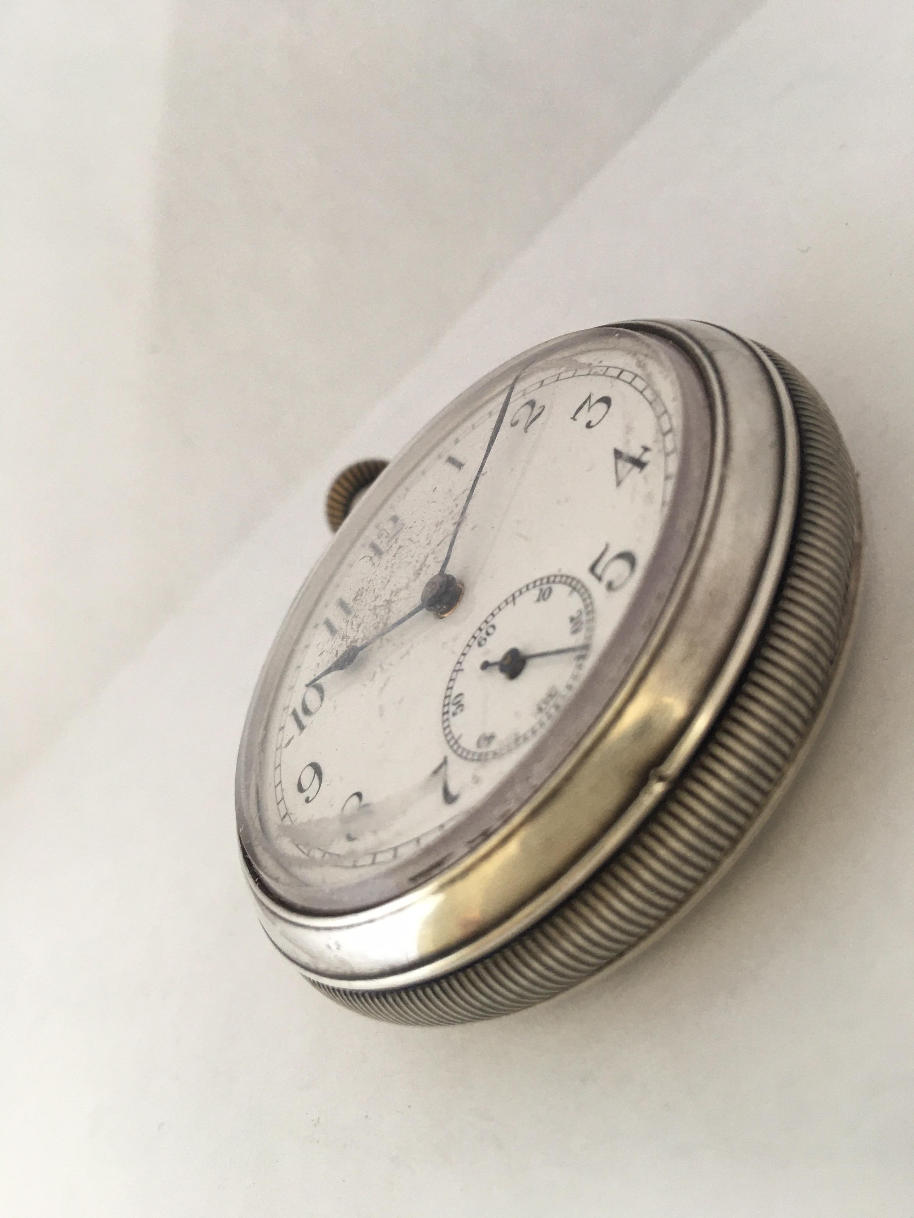 Antique Silver Pocket watch Signed The Waterbury Watch Co. For Sale 2