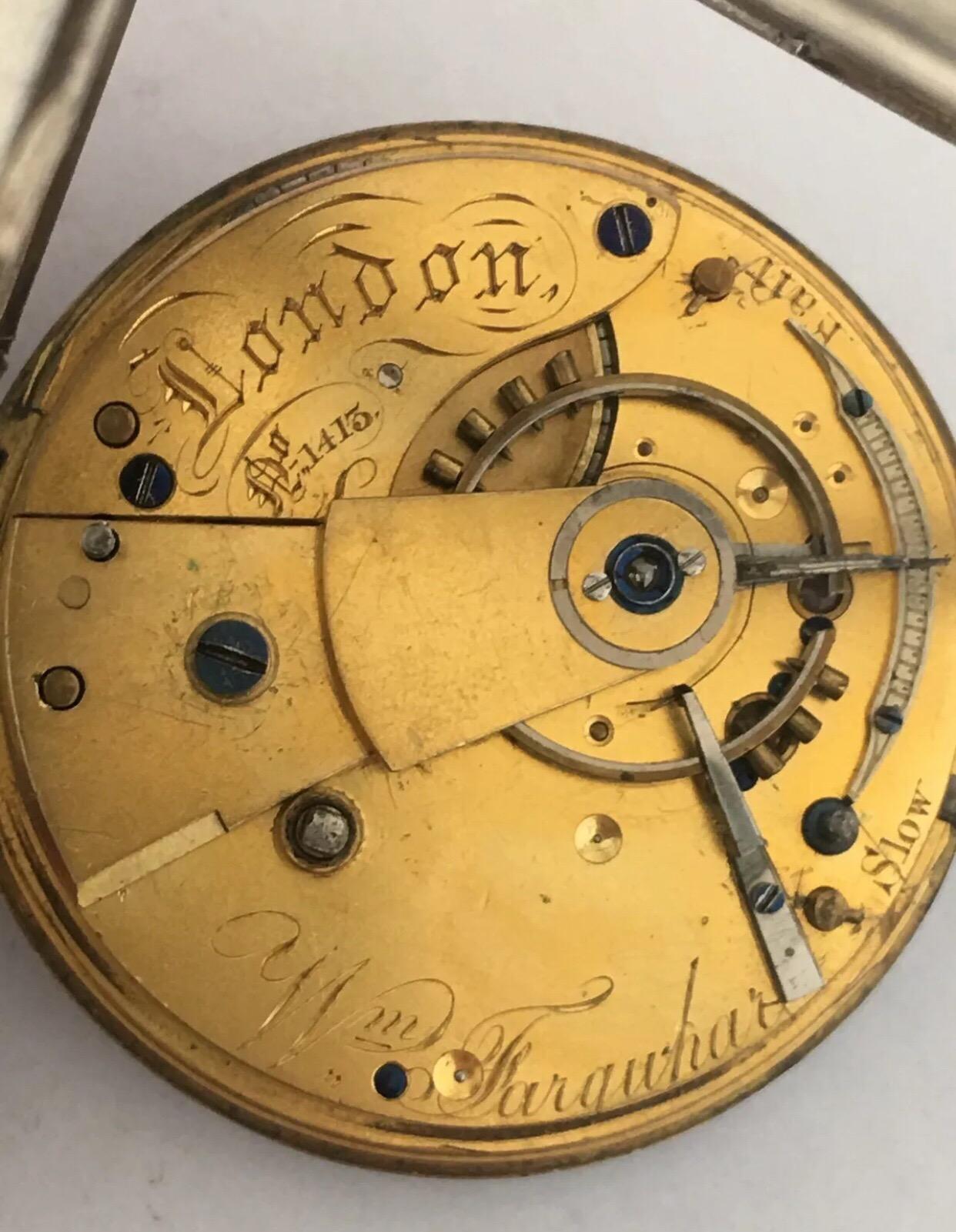 Women's or Men's Antique Silver Pocket Watch Signed William Farguhar, London For Sale