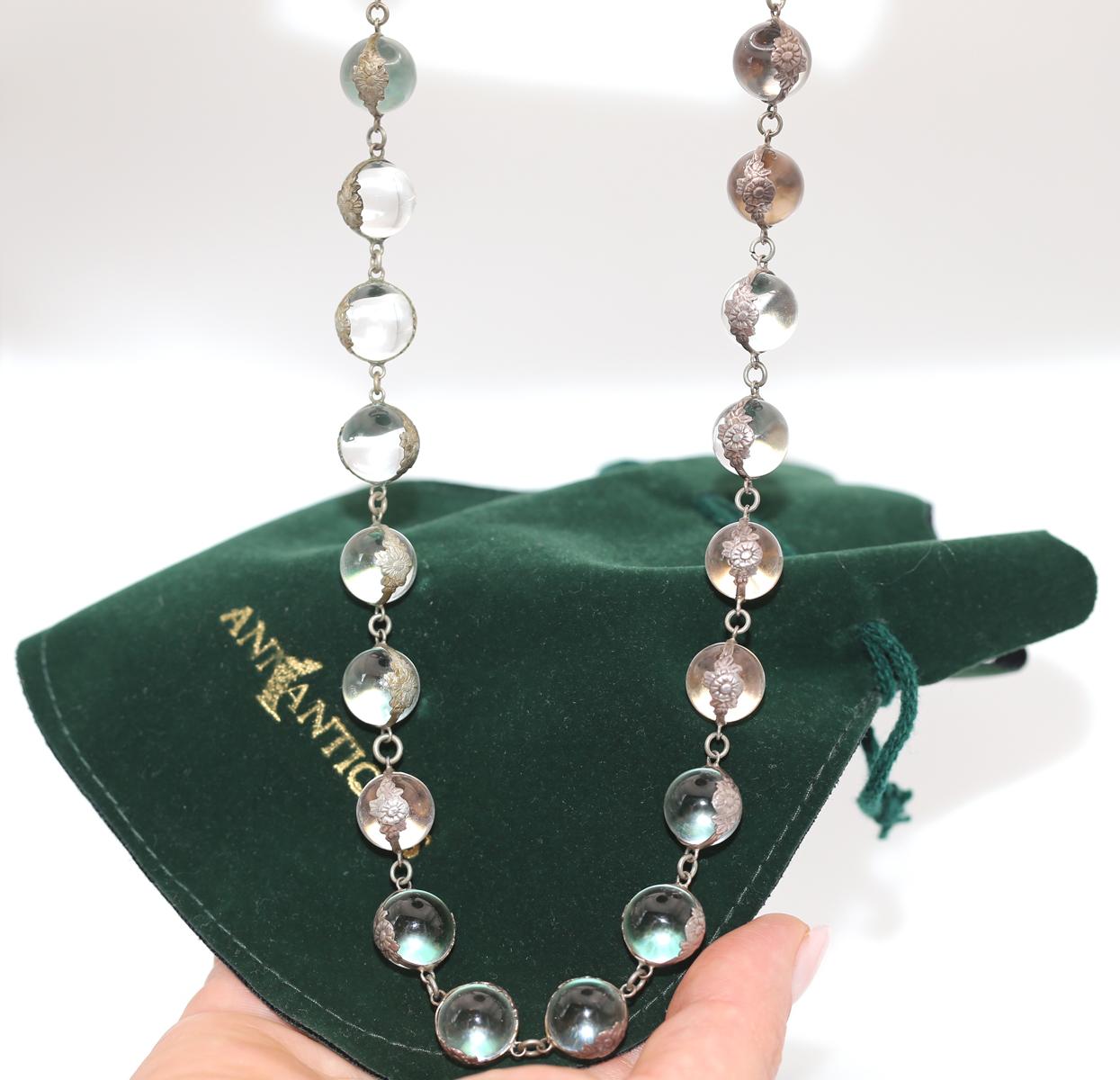 Collar de plata antiguo Pools of Light extra largo, 1900 en venta 5