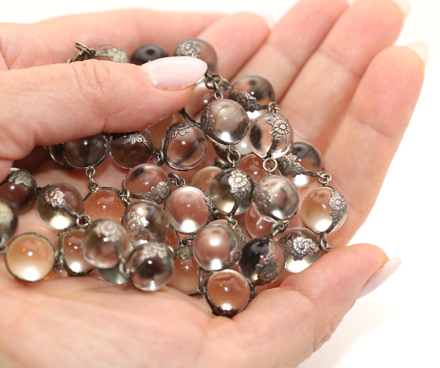 De las mujeres Collar de plata antiguo Pools of Light extra largo, 1900 en venta