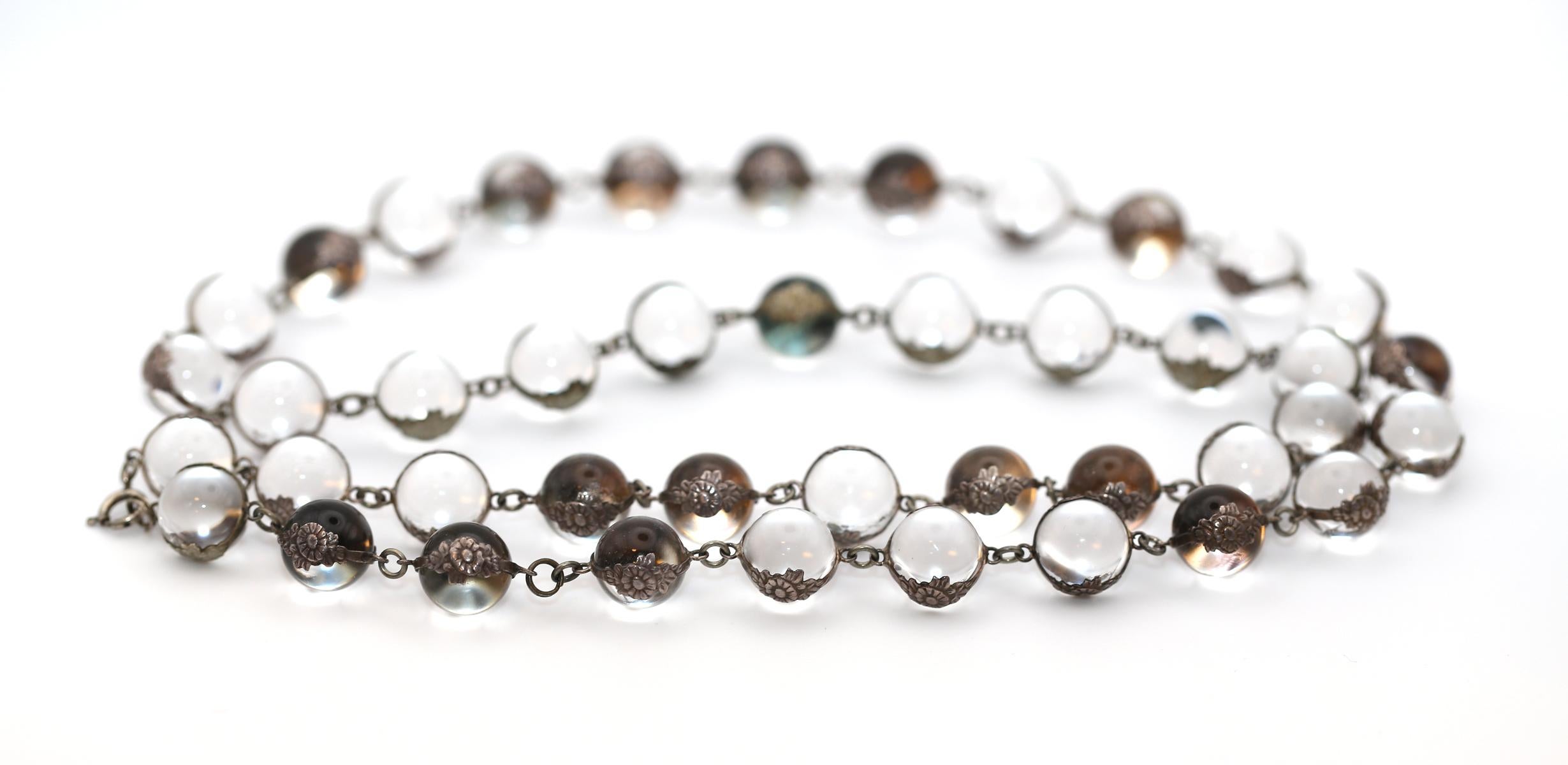 Collar de plata antiguo Pools of Light extra largo, 1900 en venta 2