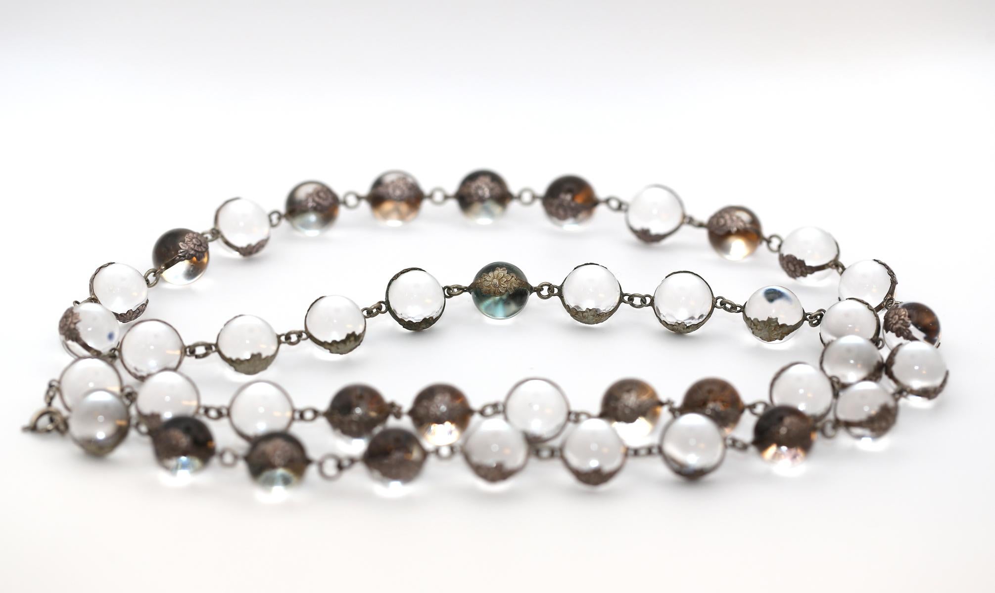 Collar de plata antiguo Pools of Light extra largo, 1900 en venta 4