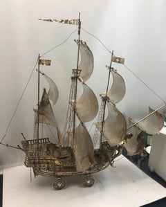 Antique Silver Portuguese Nef Ship