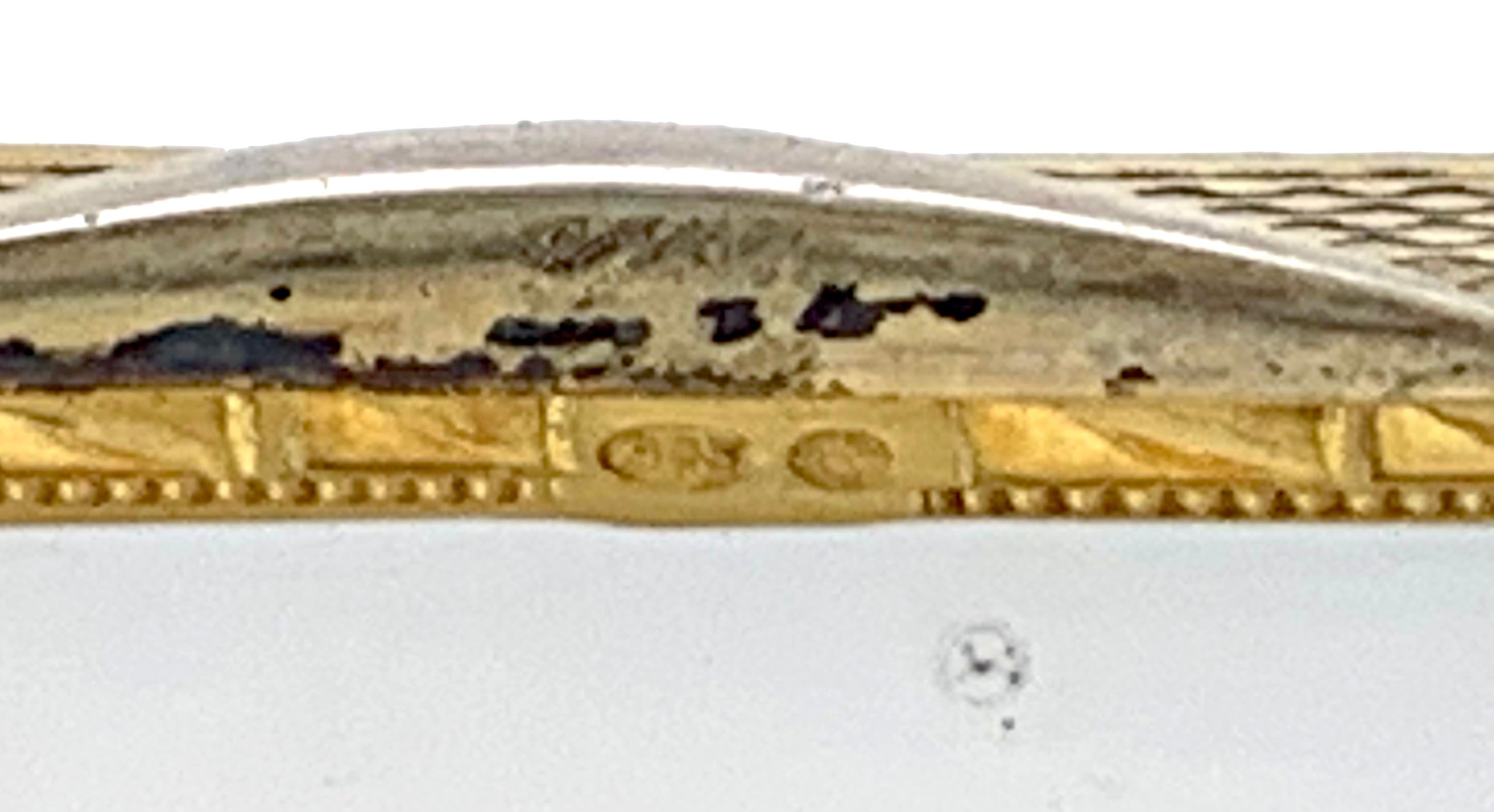 Argent antique  Boîte à poudre compacte, peinture de scène de genre, argent doré en vente 4