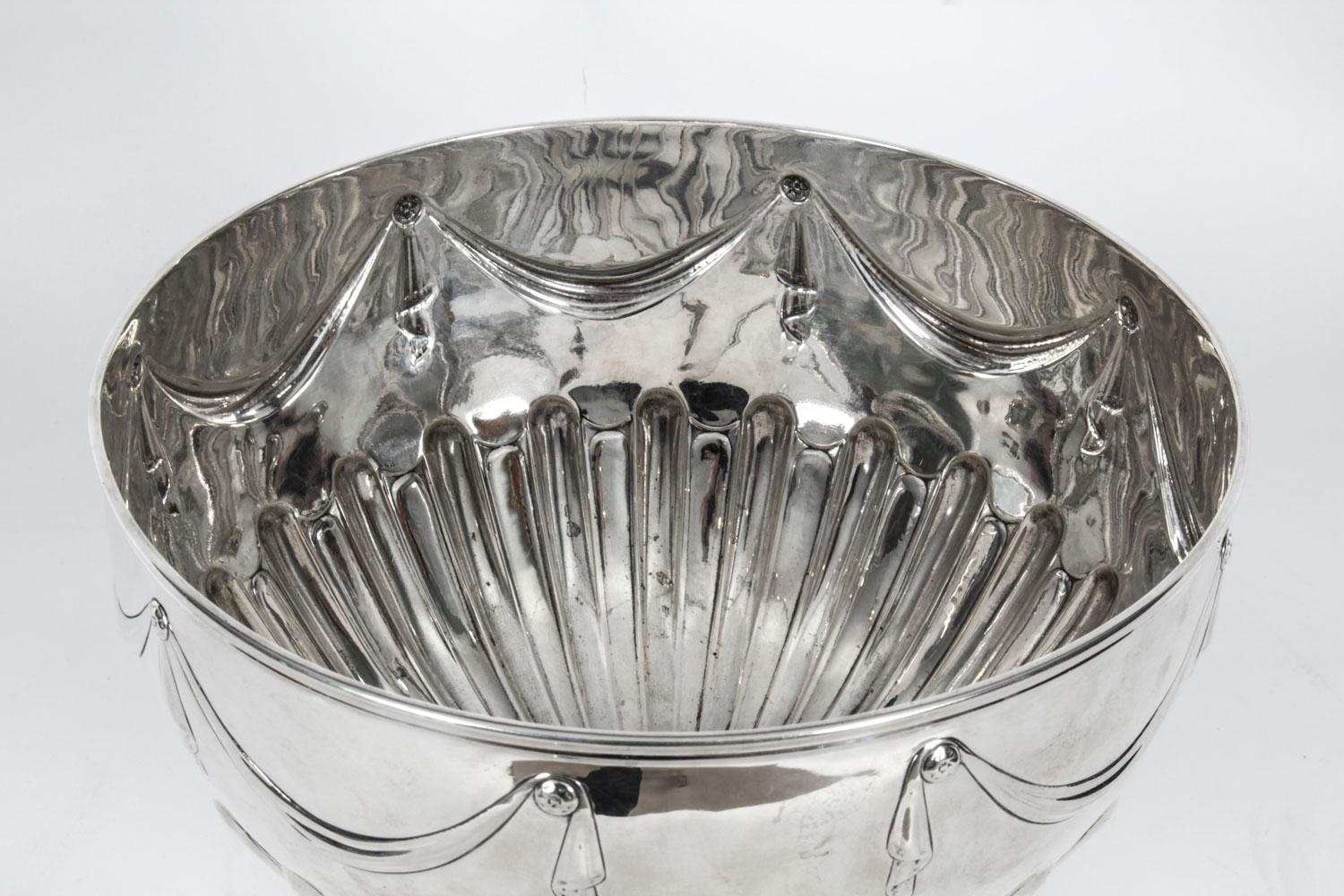 Late 19th Century Antique Silver Punch Bowl Champagne Cooler Barnards, 1888, 19th C