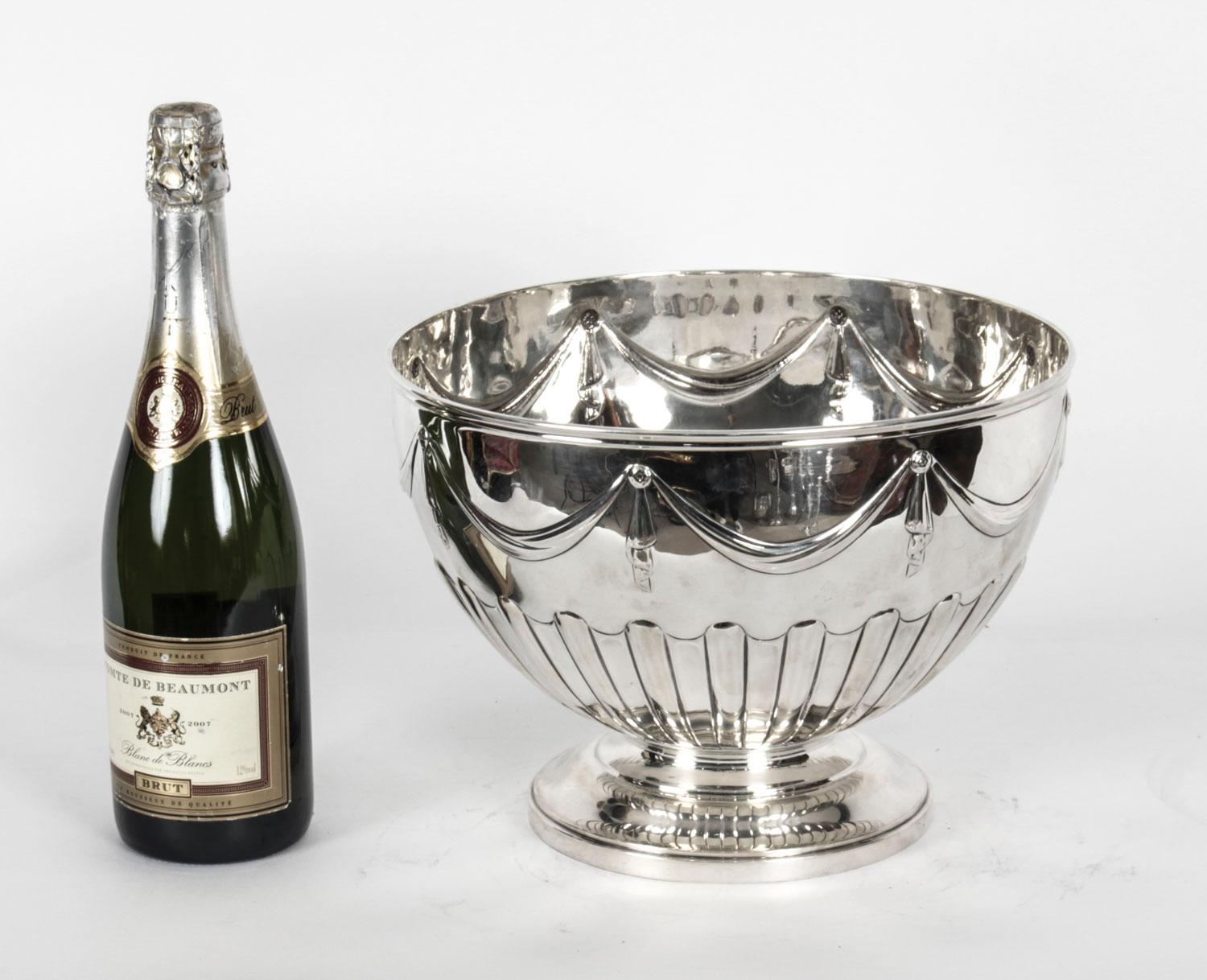 Antique Silver Punch Bowl Champagne Cooler Barnards, 1888, 19th C 2
