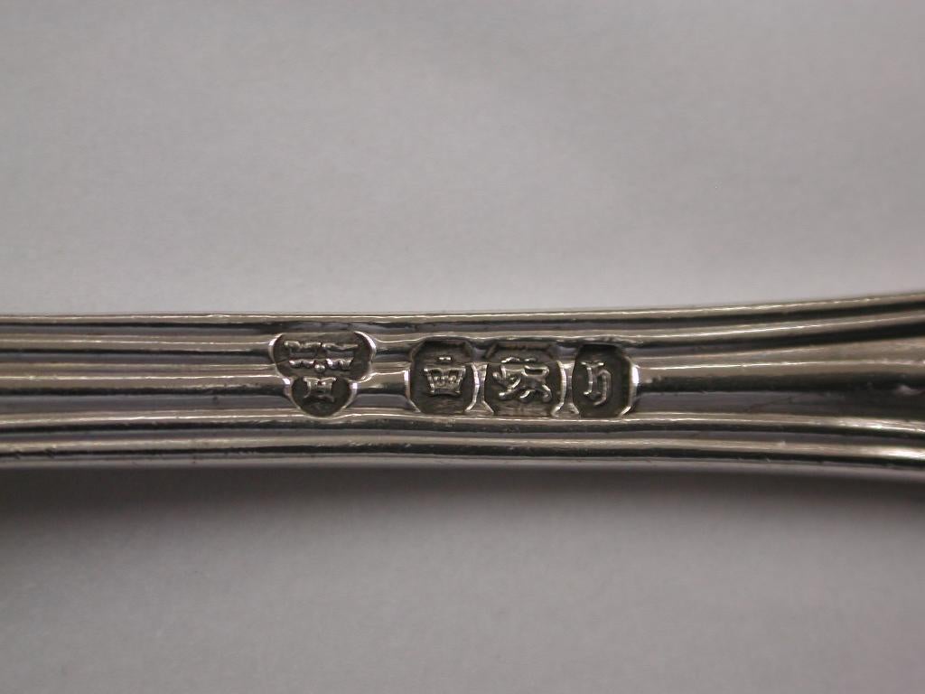 Victorian Antique Silver Queen's Pattern Child's Spoon and Fork, 1900, Sheffield