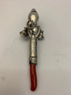 Antique Silver Rattle Made by Peter and Ann Bateman, circa 1800