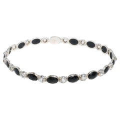 Used Silver, Rock Crystal and Onyx Choker Necklace Made Year 1890