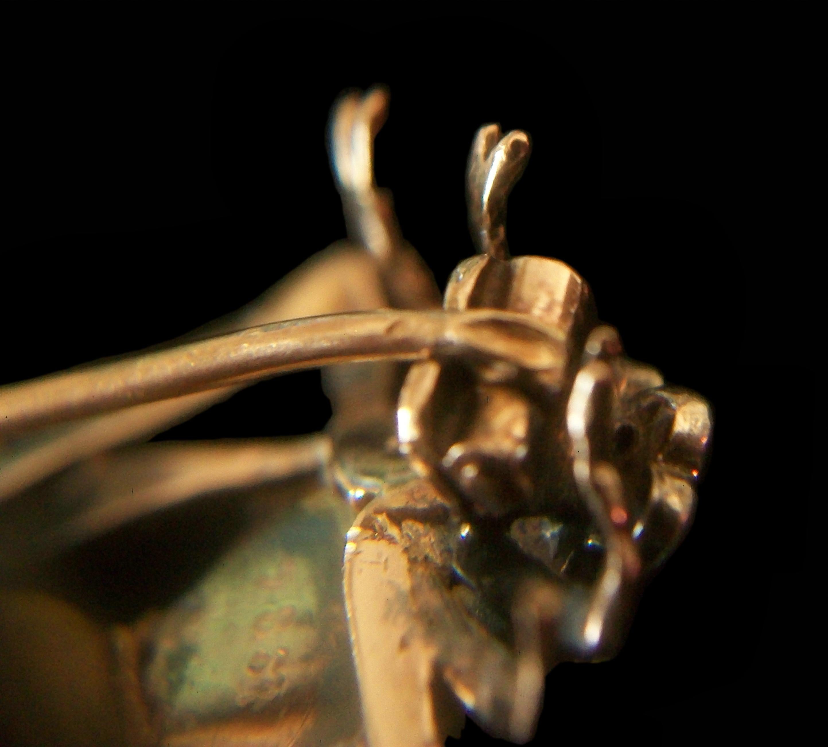 Antique Silver, Rose Gold & Cat's Eye Quartz Bee Brooch - France - Circa 1870's For Sale 5