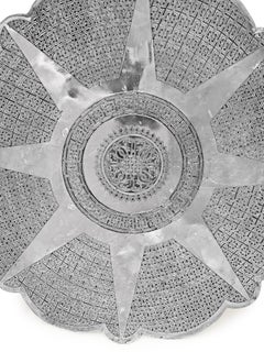 Antique Silver Round Tray with Hand Curved