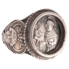 Antique Silver Saint Anthony of Padua Bishop Ring