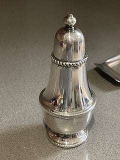 Antique Silver Salt Pepper Shaker, Art Deco Decorative Condiment Set with Tray
