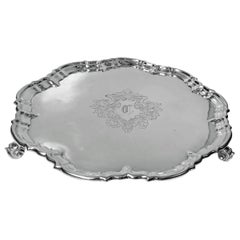 Antique Silver Salver, London 1892 Edward Hutton William Hutton and Sons