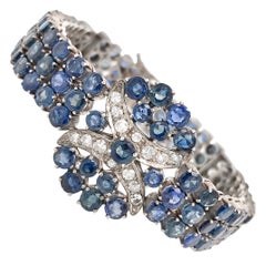 Antique Silver Sapphire and Diamond Bracelet