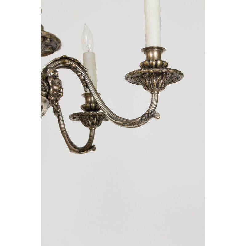 American Early 20th Century Antique Silver Satyr Six Arm Chandelier For Sale