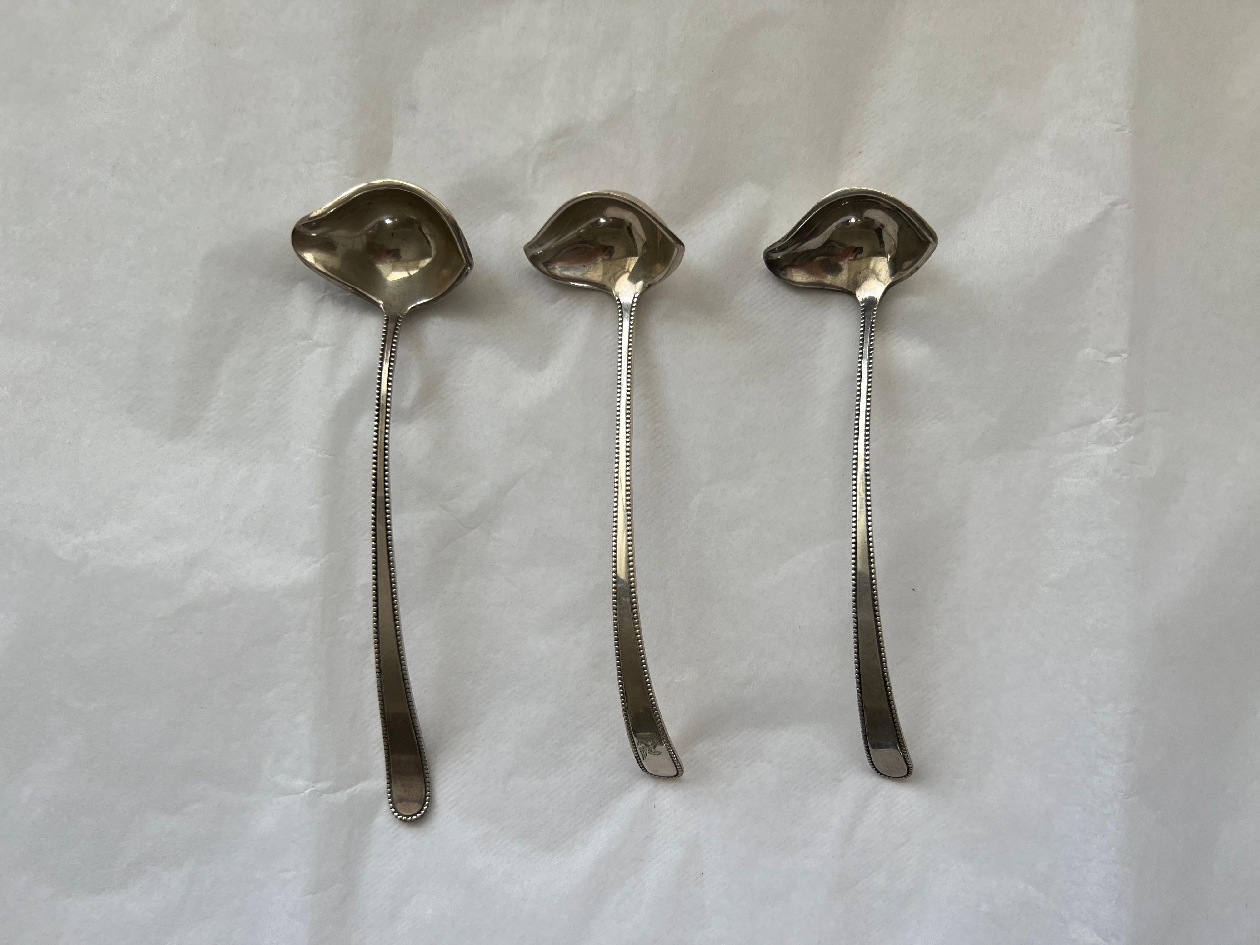 Antique Silver Sauce Pourer Spoons Set Galt Vintage Estate Classic Kitchenware For Sale 6