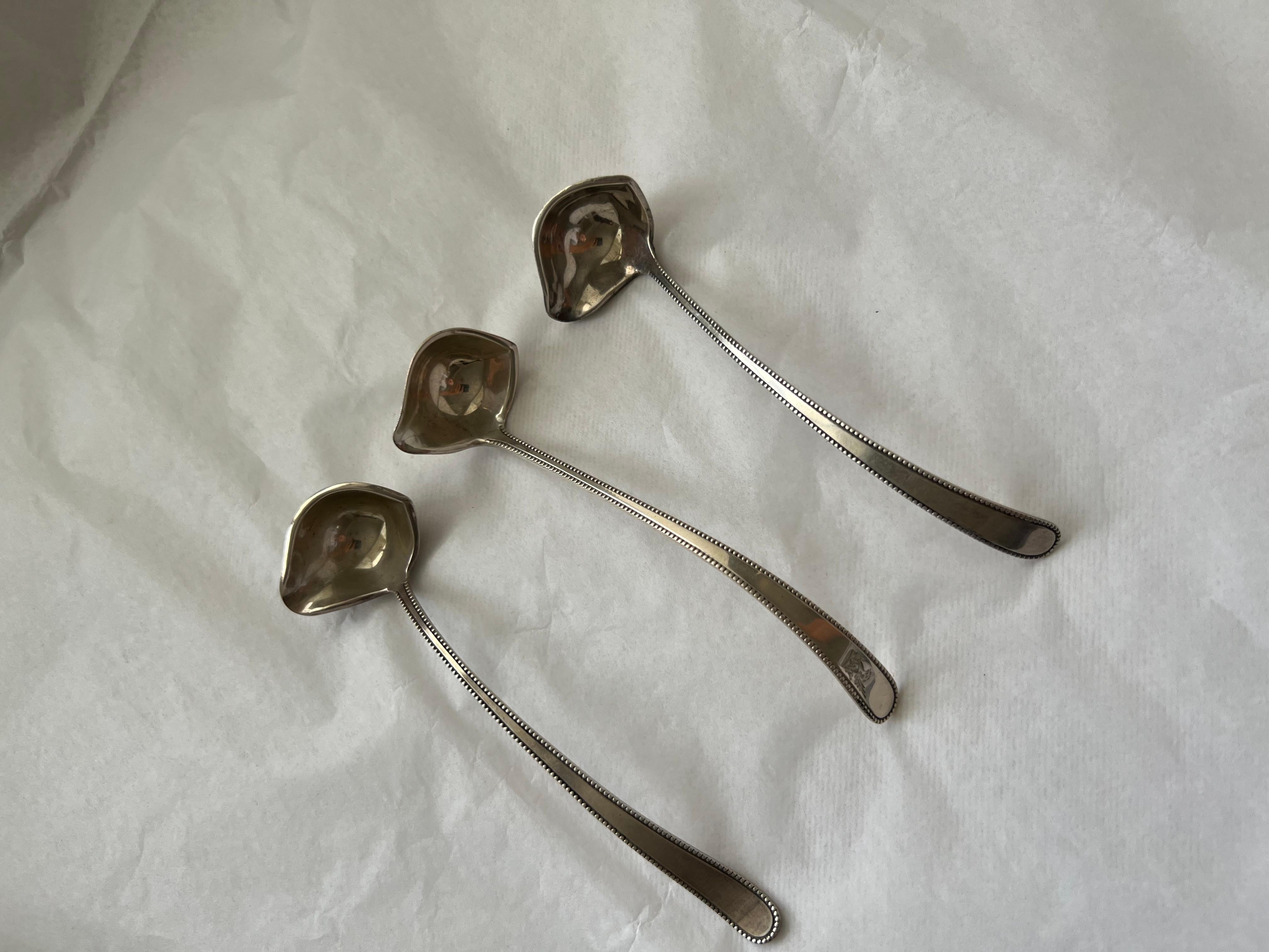 Antique Silver Sauce Pourer Spoons Set Galt Vintage Estate Classic Kitchenware In Fair Condition For Sale In Oakton, VA