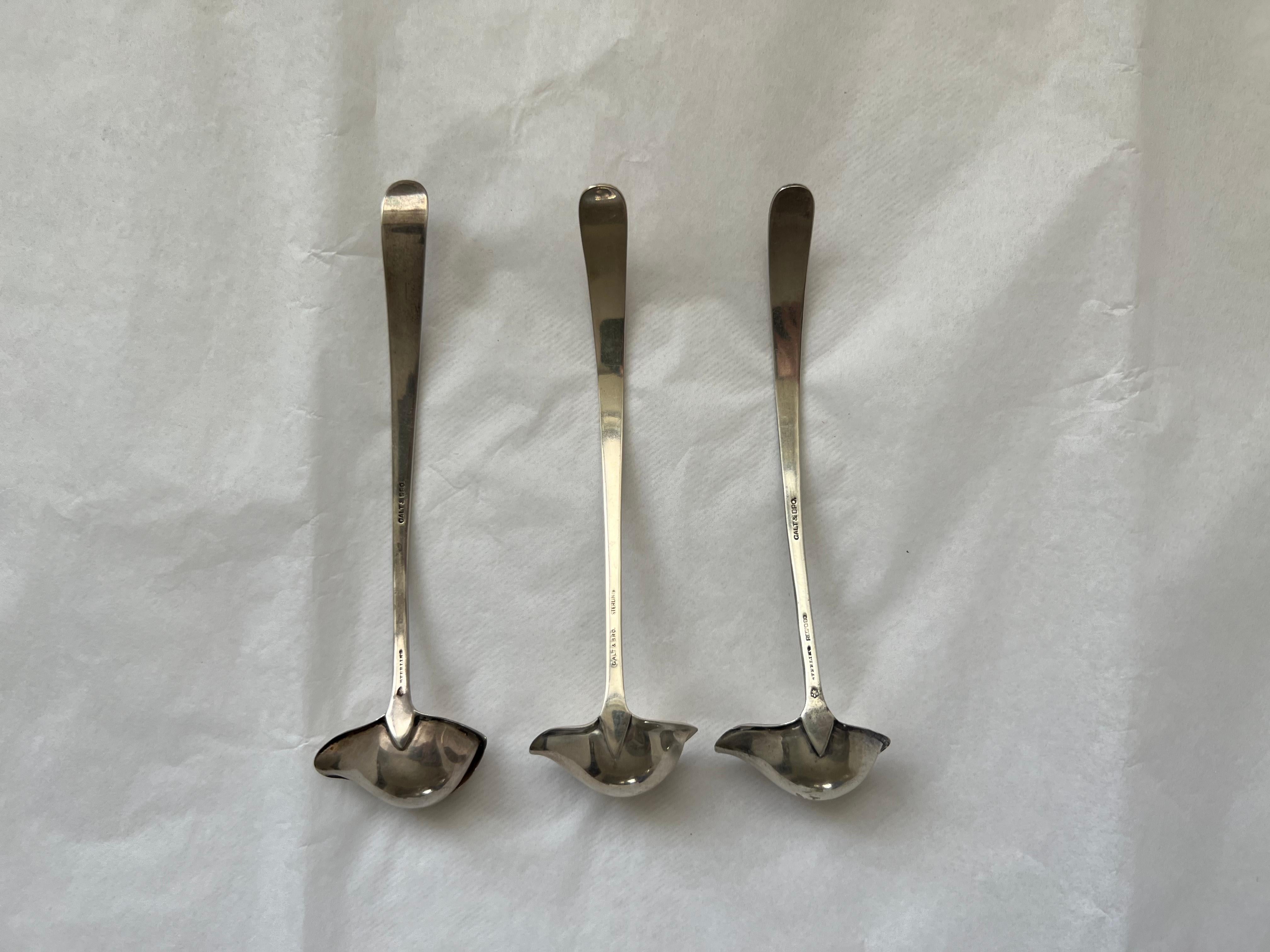 Antique Silver Sauce Pourer Spoons Set Galt Vintage Estate Classic Kitchenware For Sale 2