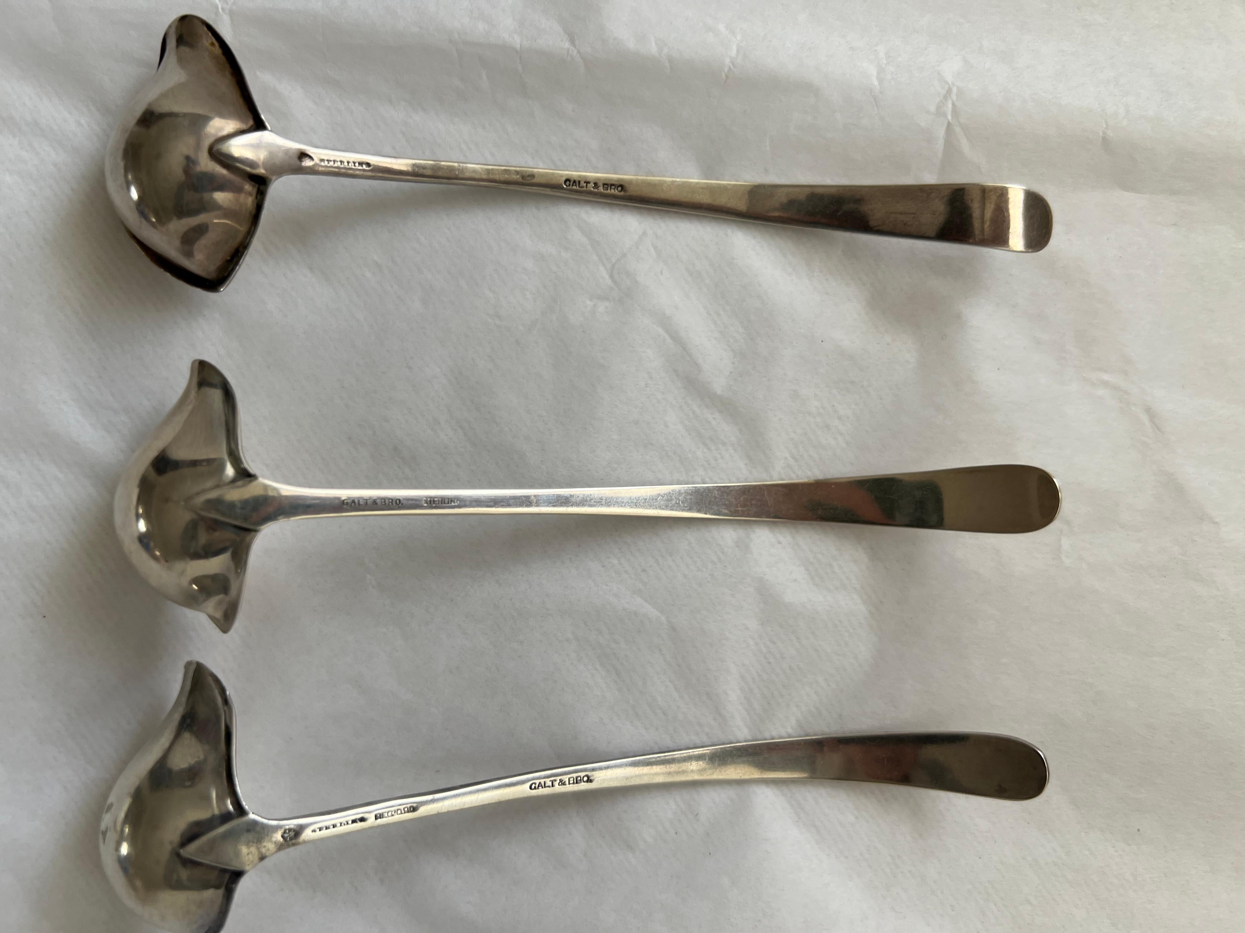Antique Silver Sauce Pourer Spoons Set Galt Vintage Estate Classic Kitchenware For Sale 3