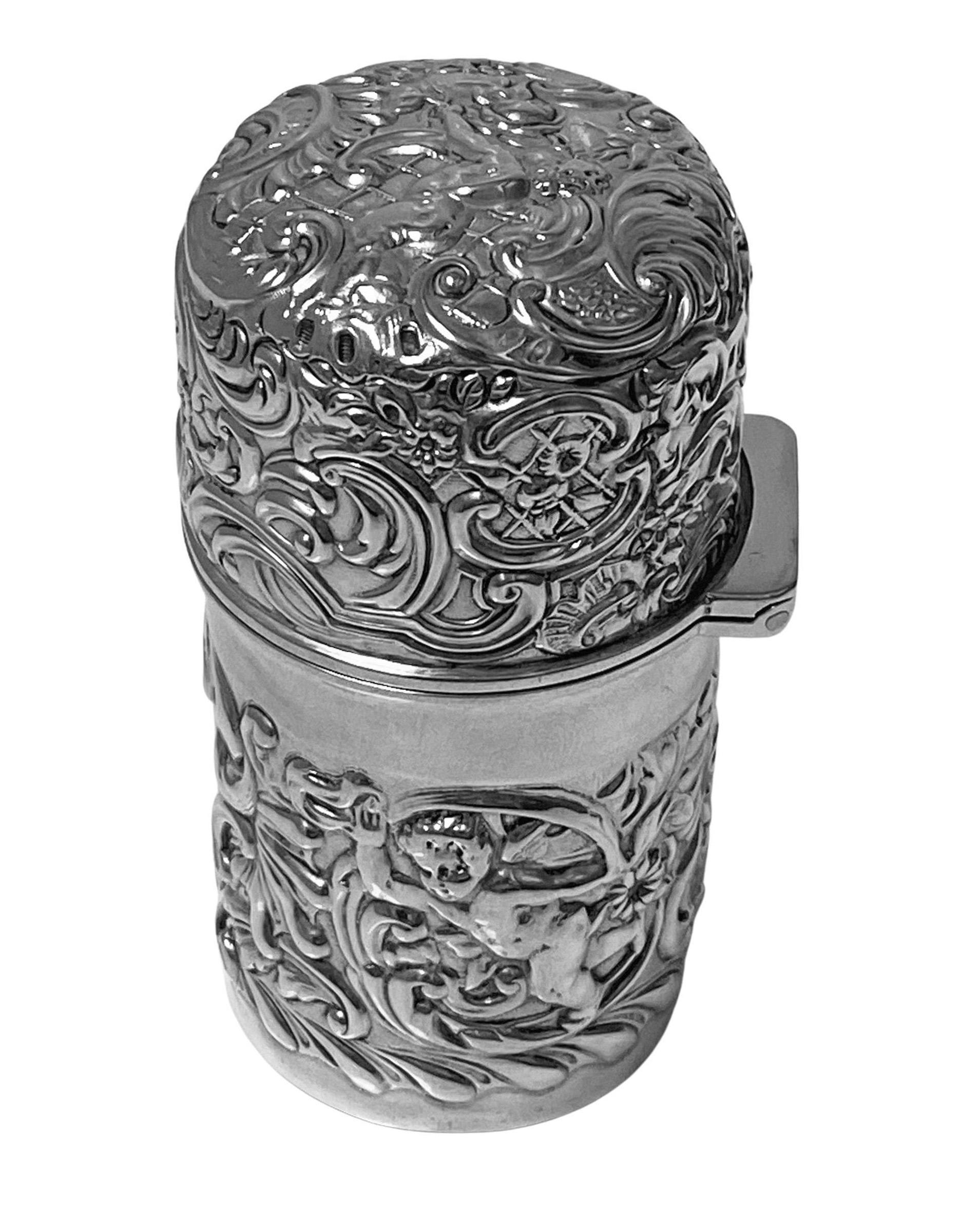 Sterling Silver Antique Silver Scent Bottle with Removeable Glass Interior, London 1895 William