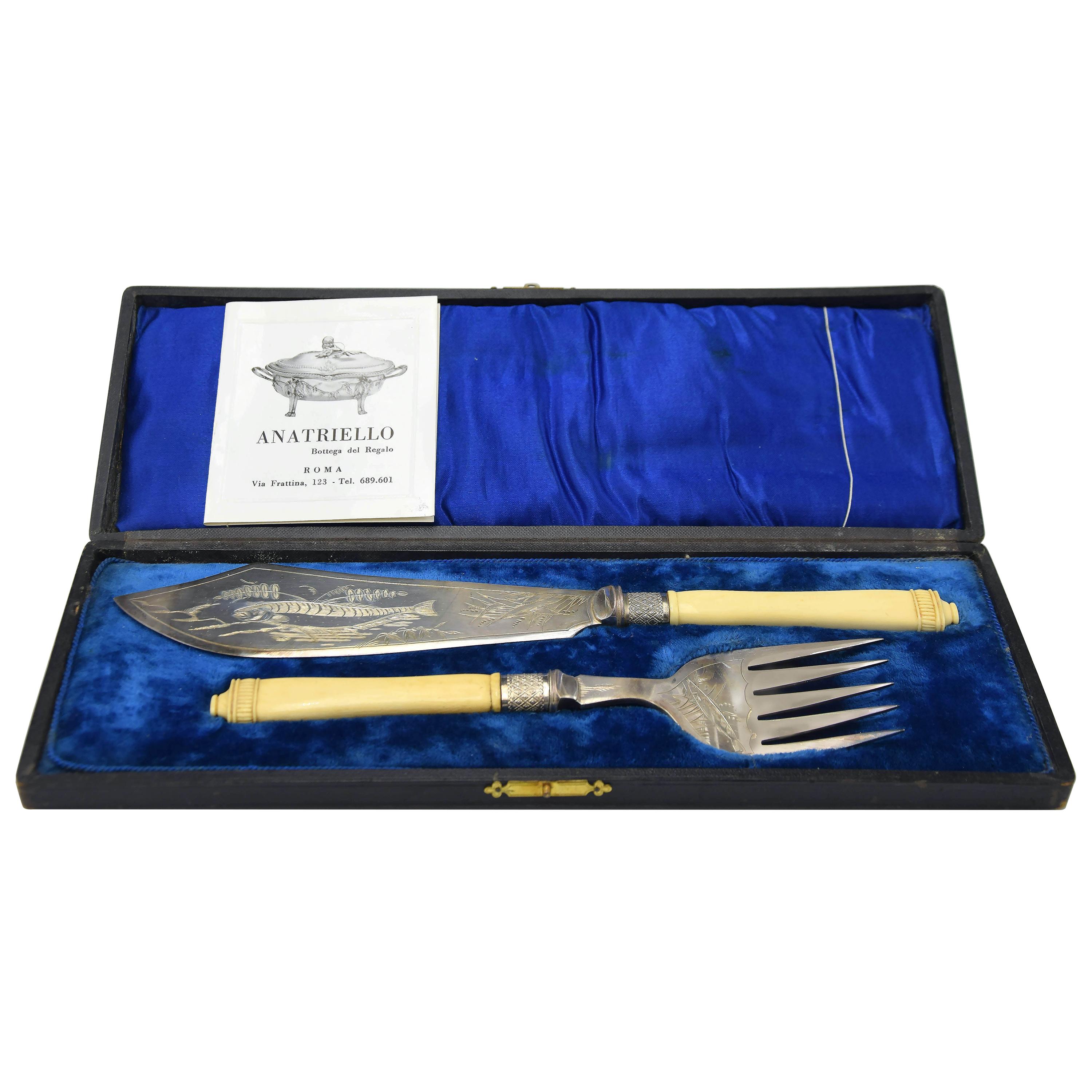 Antique Silver Serving Cutlery, England, 1875 For Sale