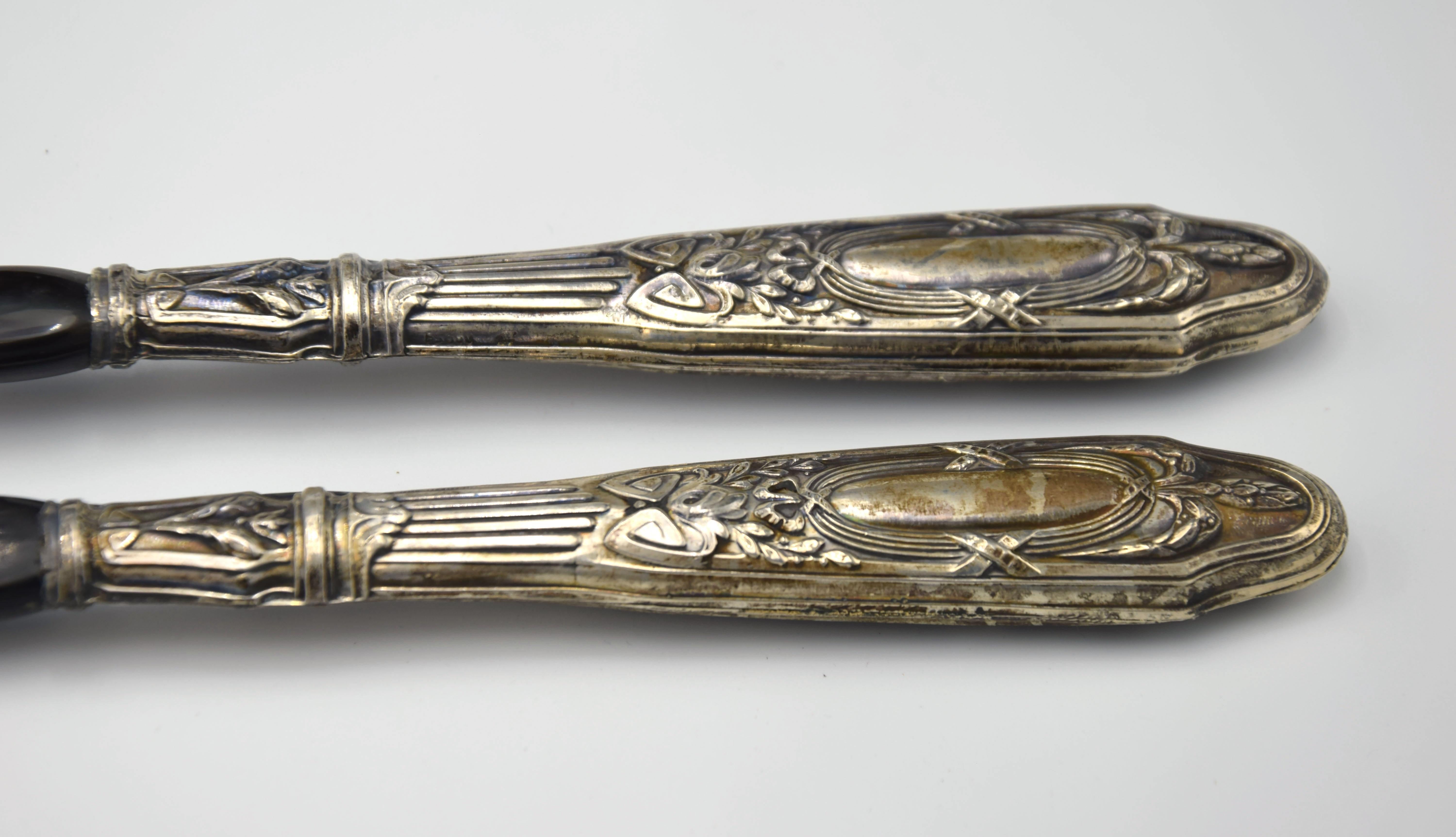 French Antique Silver Serving Cutlery, France, Late 19th Century For Sale