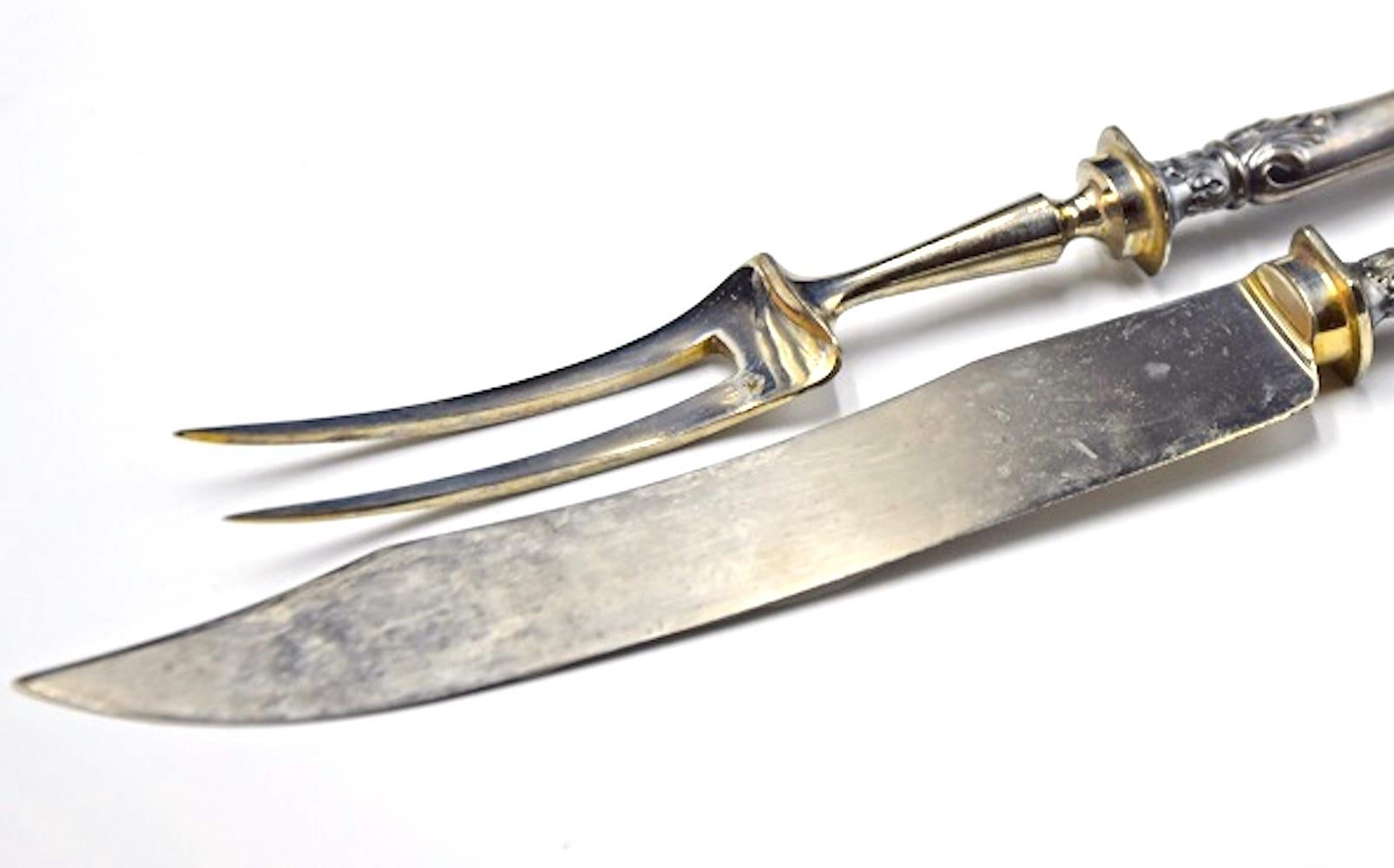 Antique Silver Serving Cutlery, France, Late 19th Century In Good Condition In Roma, IT
