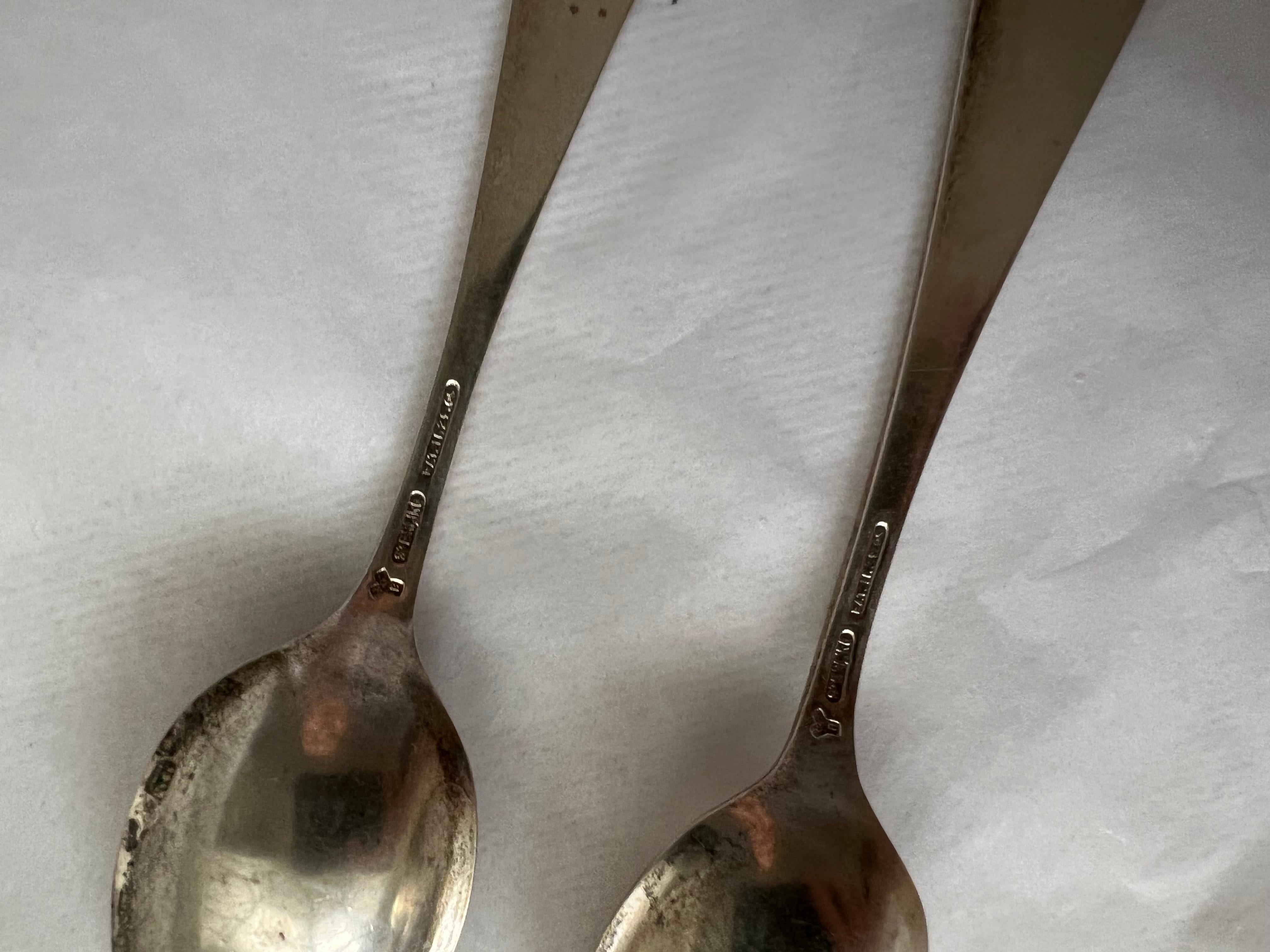 Antique Silver Sharp Spoons Set Galt Vintage Estate Eagle Washington DC Capitol For Sale 4