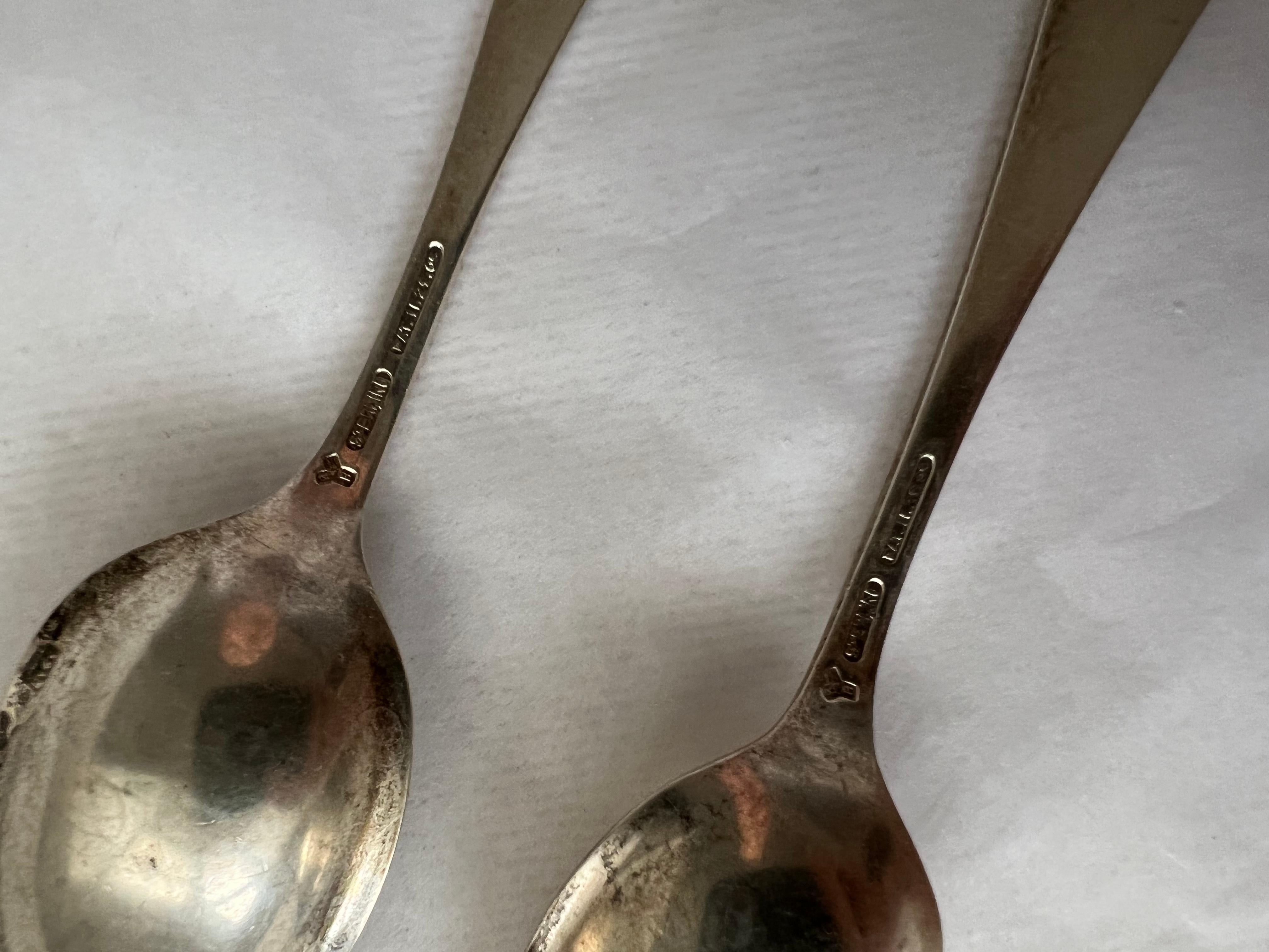 Antique Silver Sharp Spoons Set Galt Vintage Estate Eagle Washington DC Capitol For Sale 5