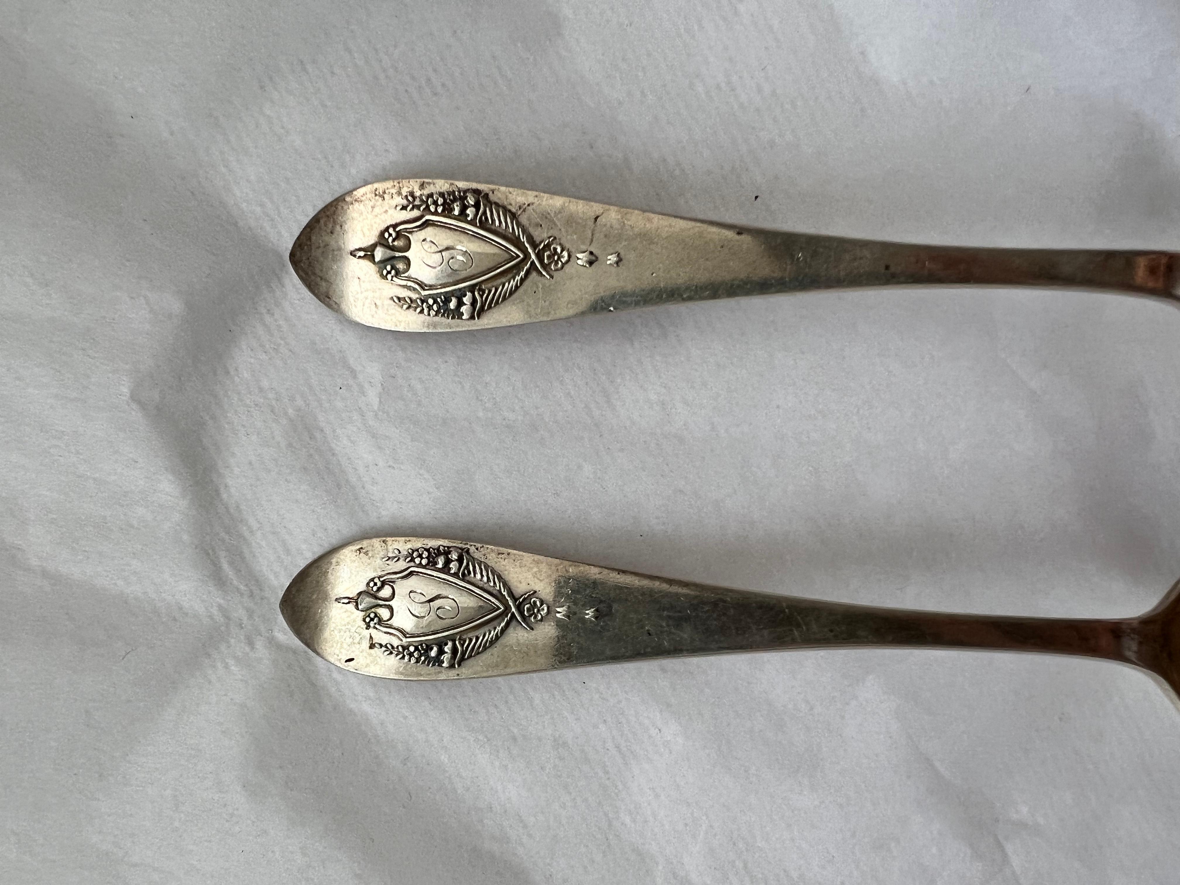 Women's or Men's Antique Silver Sharp Spoons Set Galt Vintage Estate Eagle Washington DC Capitol For Sale