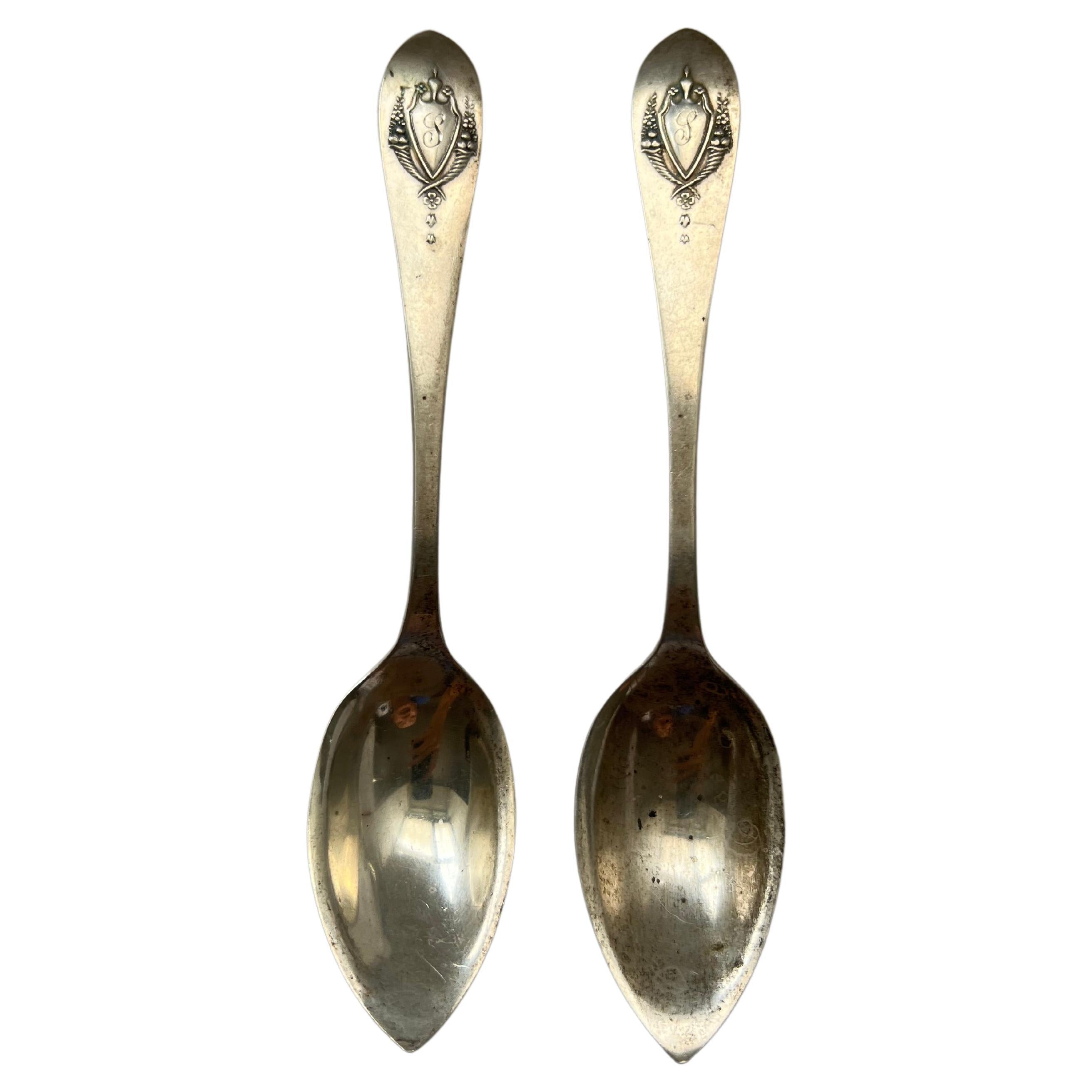 Antique Silver Sharp Spoons Set Galt Vintage Estate Eagle Washington DC Capitol For Sale