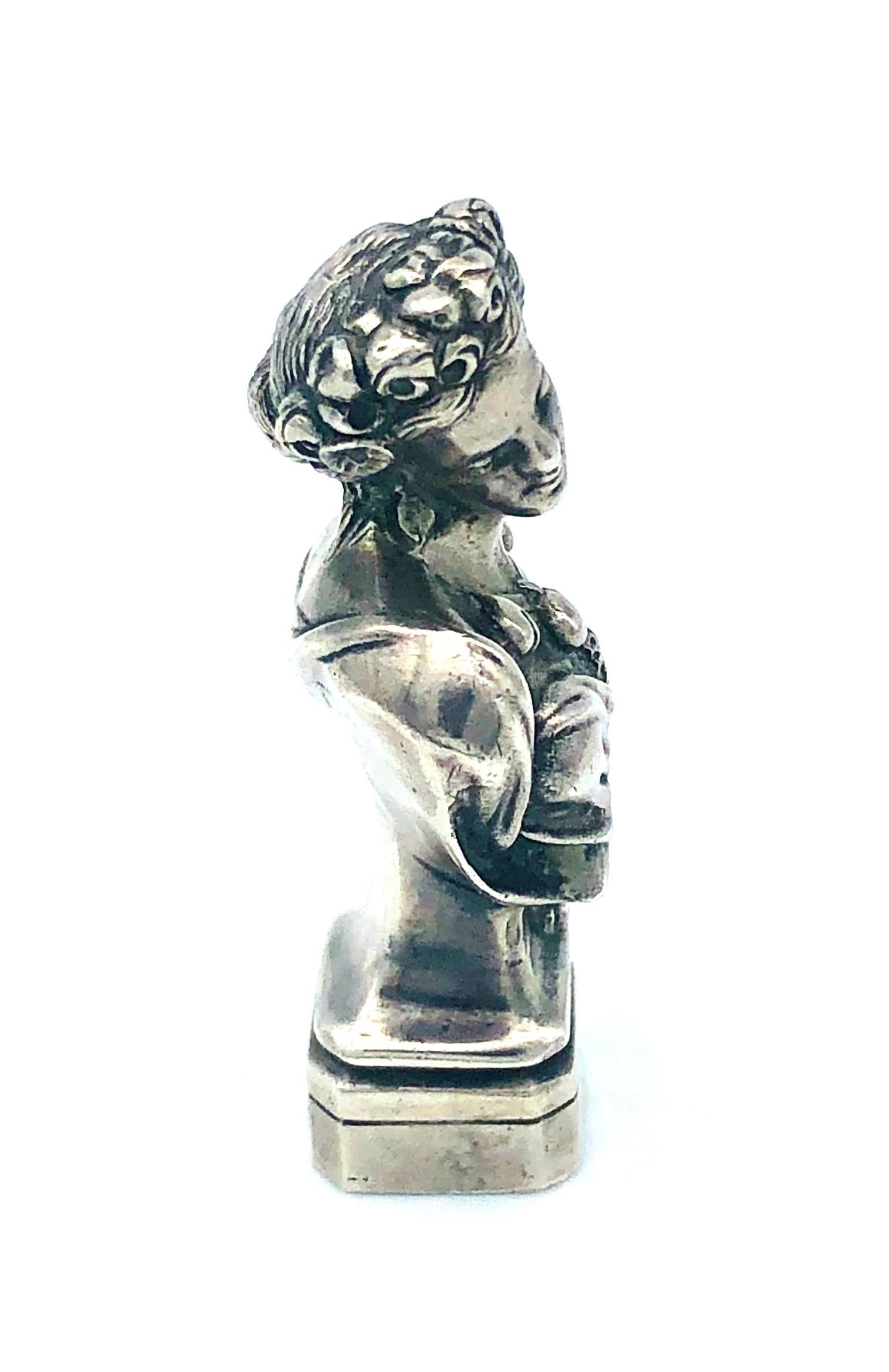 Antique Belle Epoque Silver Signet Desk Seal Beauty In Good Condition For Sale In Munich, Bavaria