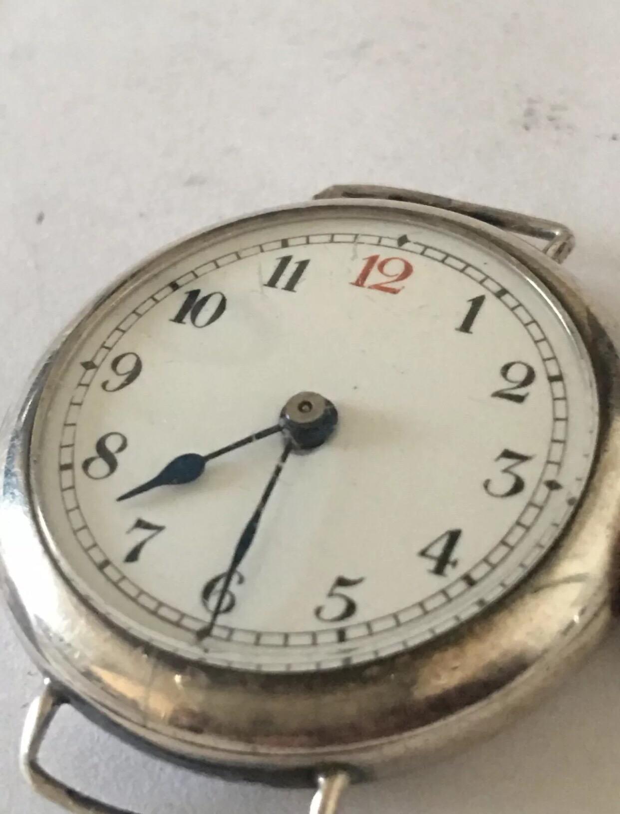 
Antique Silver Small Trench Watch.

This beautiful tiny trench watch is working and ticking well. It needs a nice strap to be able to wear it