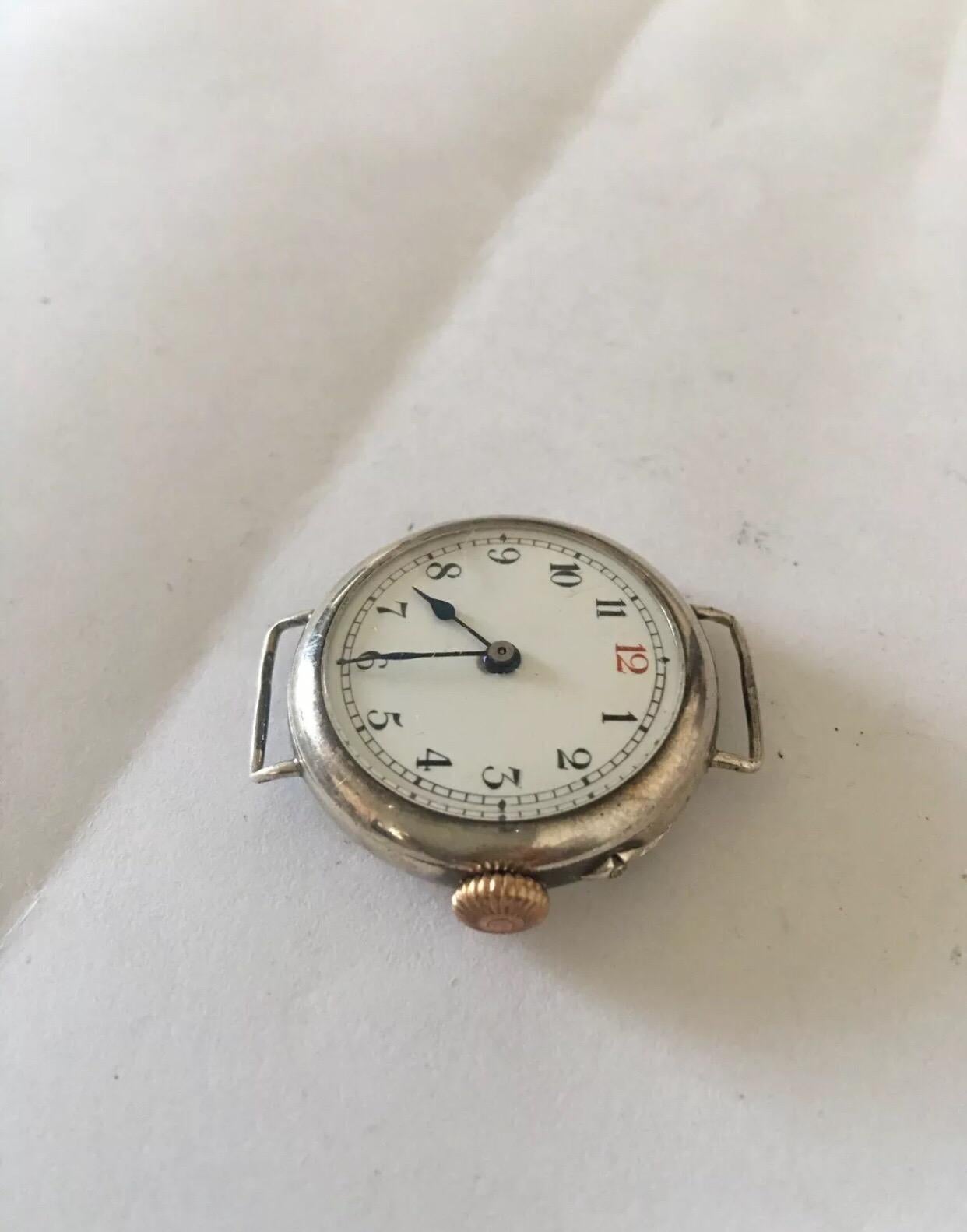 Women's or Men's Antique Silver Small Trench Watch