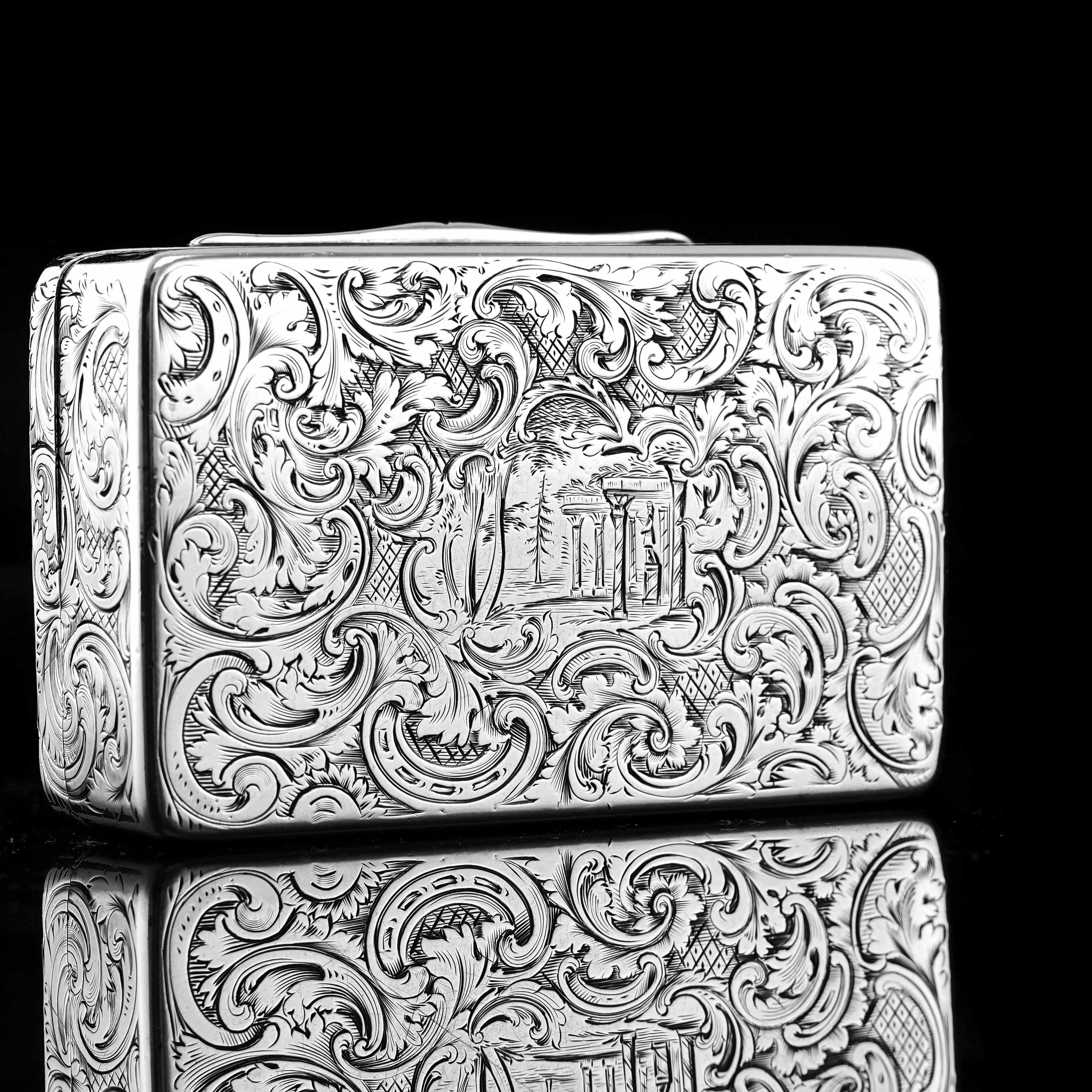 Antique Silver Snuff Box Hunting Scene Design - 1837 For Sale 5
