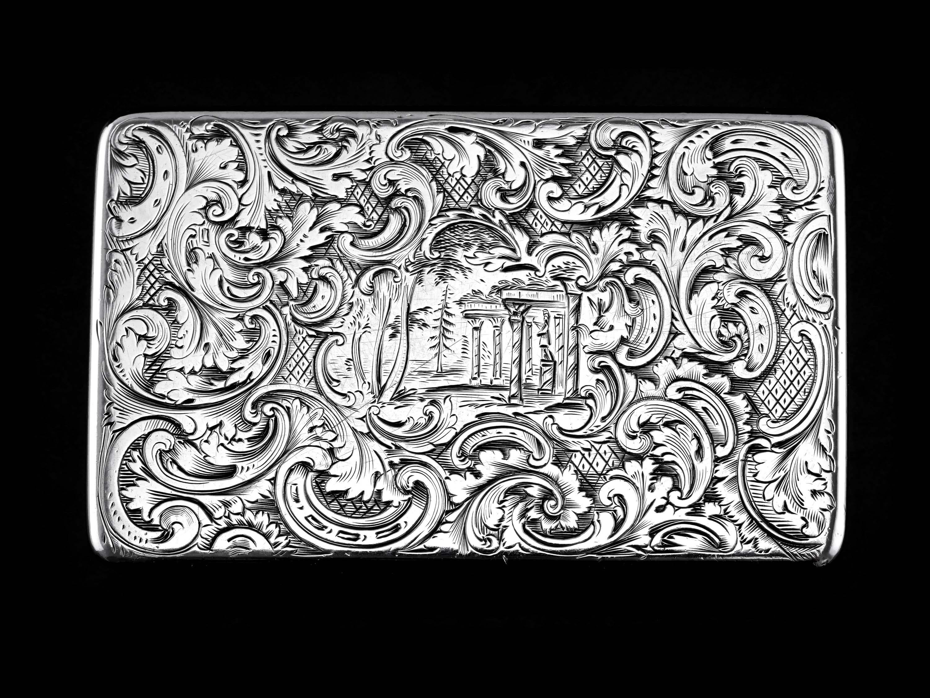 Antique Silver Snuff Box Hunting Scene Design - 1837 For Sale 11