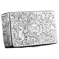 Caja de rapé de plata antigua con escena de caza - 1837