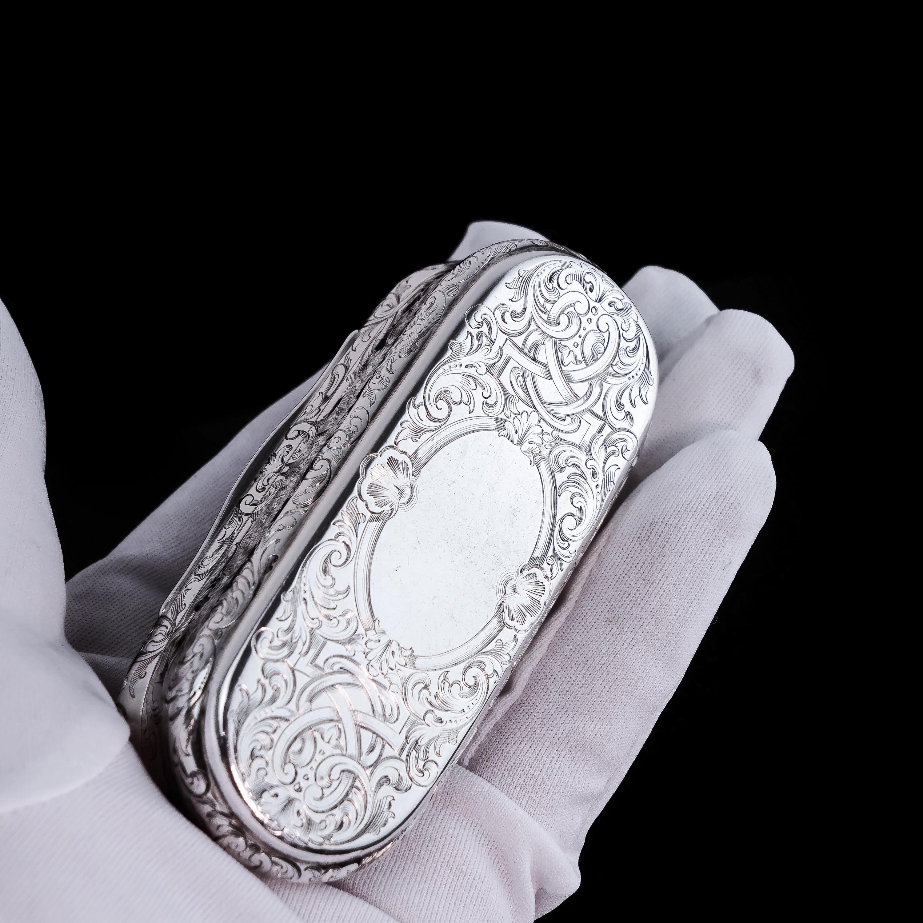 Antique Silver Snuff Box Oblong Shape - Charles Rawlings & William Summers 1849 For Sale 7