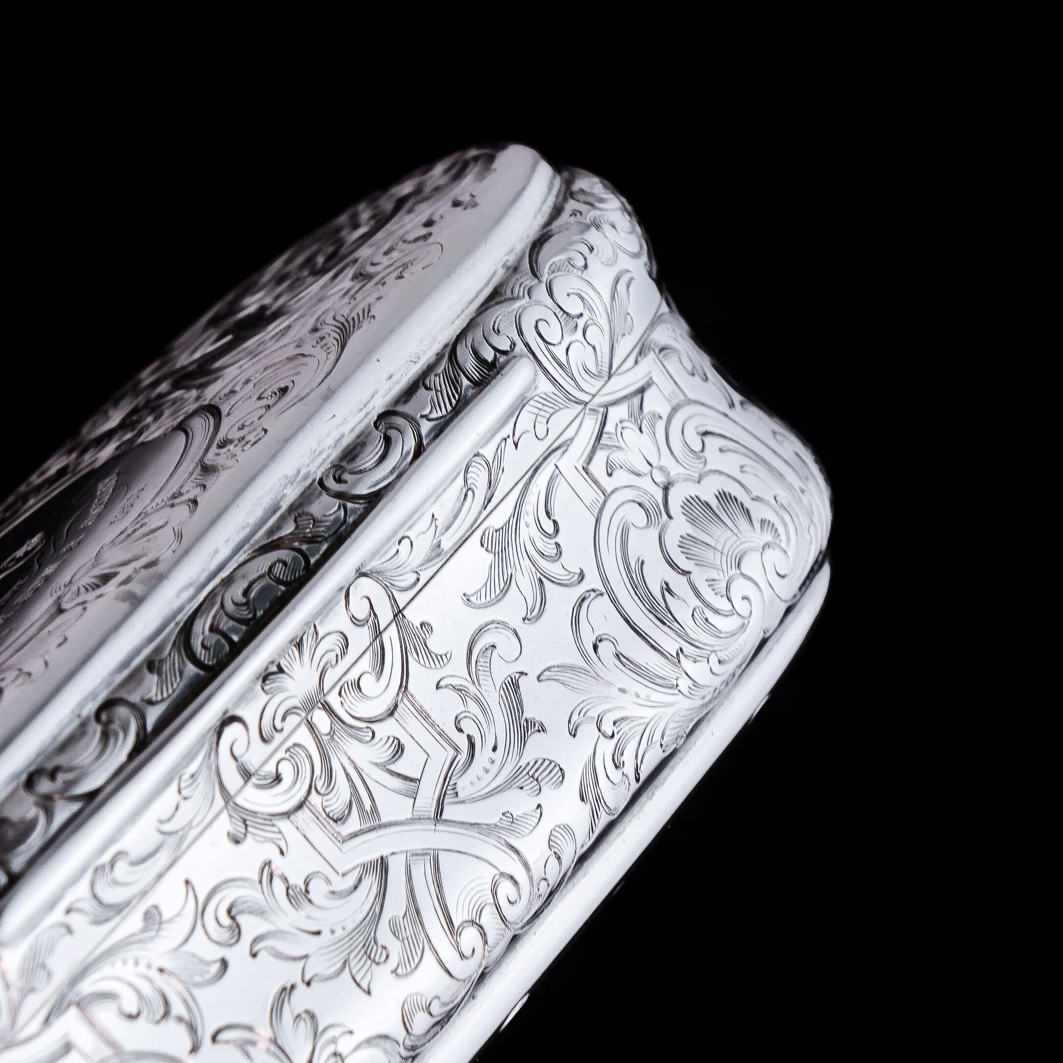 Antique Silver Snuff Box Oblong Shape - Charles Rawlings & William Summers 1849 For Sale 8